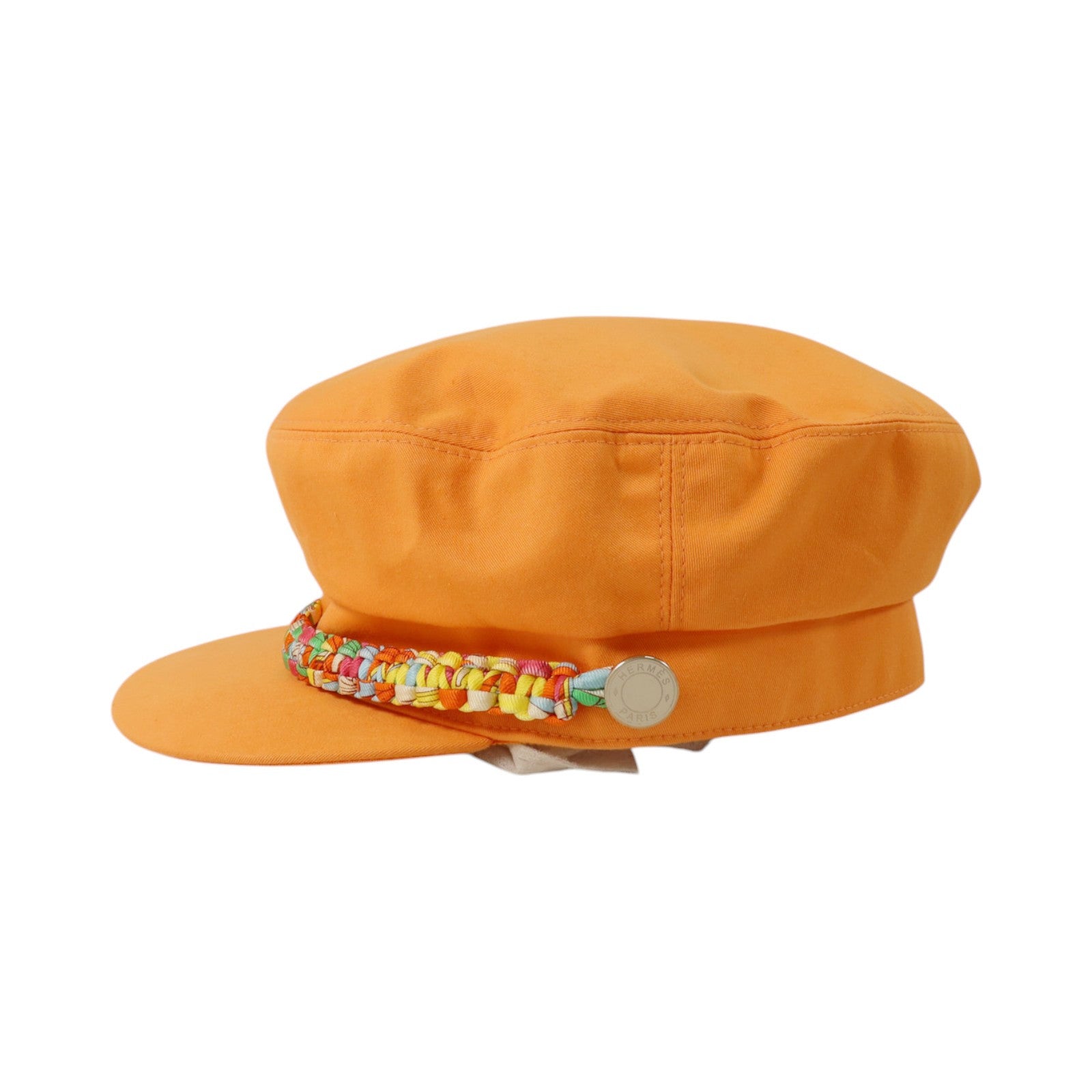 HERMES 棉質Deauville Glenan Cap帽子Orange