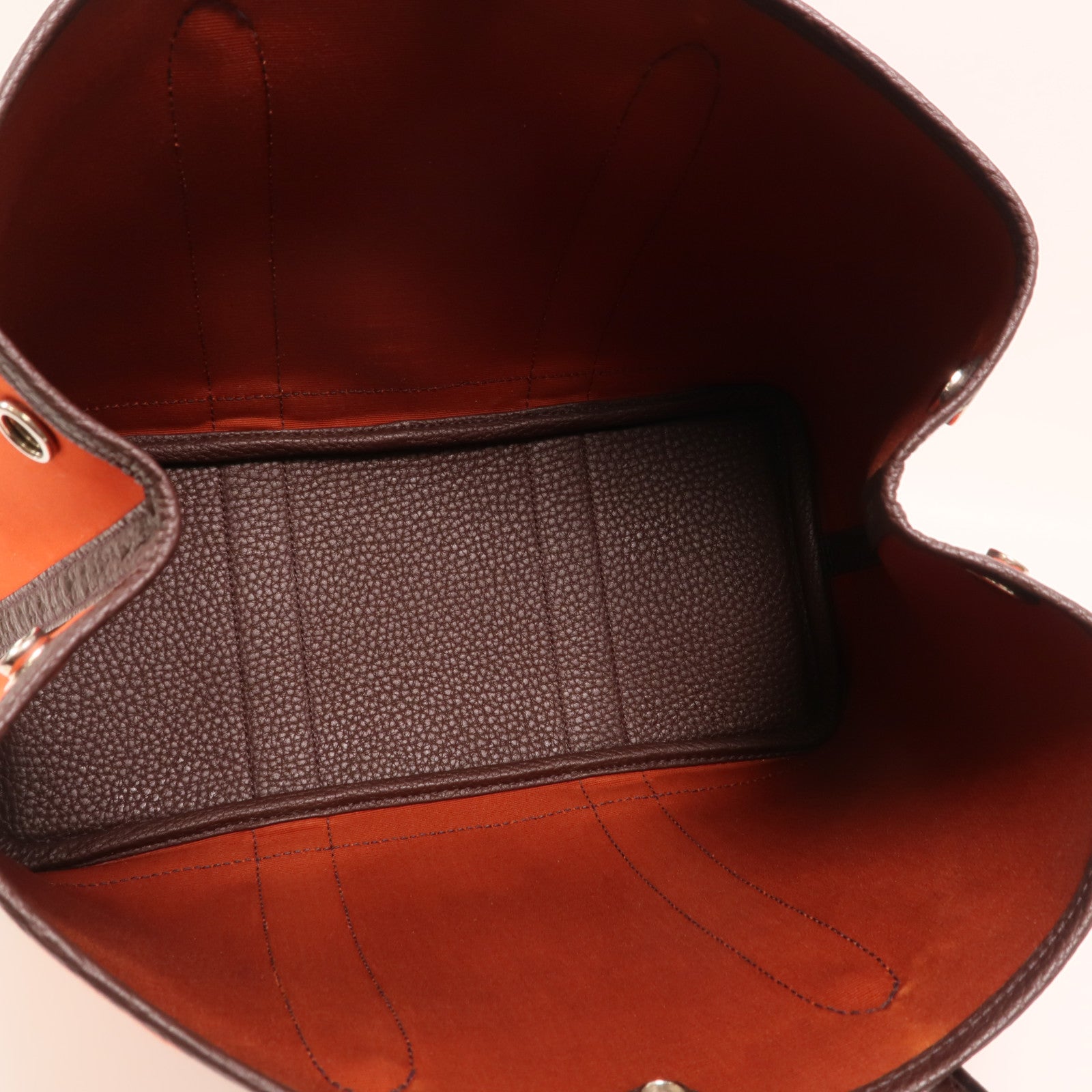 HERMES 帆布Garden Party TPM銀扣手挽袋Cuivre