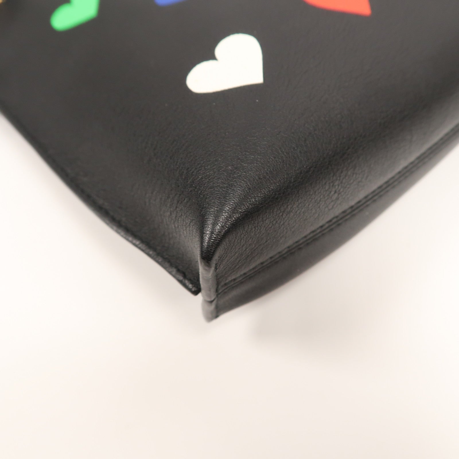 LOEWE 【激減優惠】牛皮皮革Love Heart Pouch金扣手拿包黑色