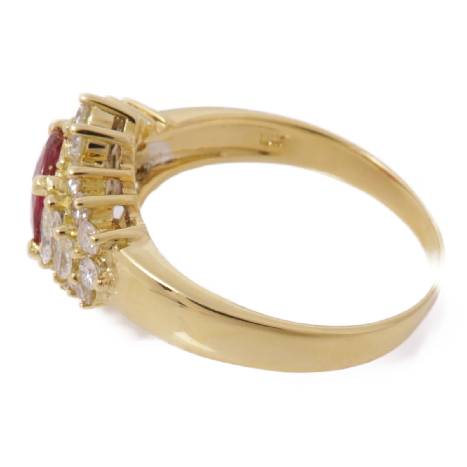 JEWELRY【激減優惠】 18K黃金Ruby Diamond Ring紅寶石/鑽石戒指US#7.75