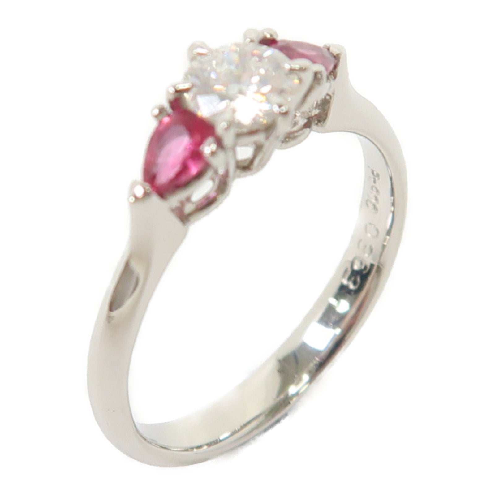 JEWELRY 【激減優惠】PT900鉑金Ruby Diamond Ring 0.35ct紅寶石/0.363ct鑽石戒指US#6