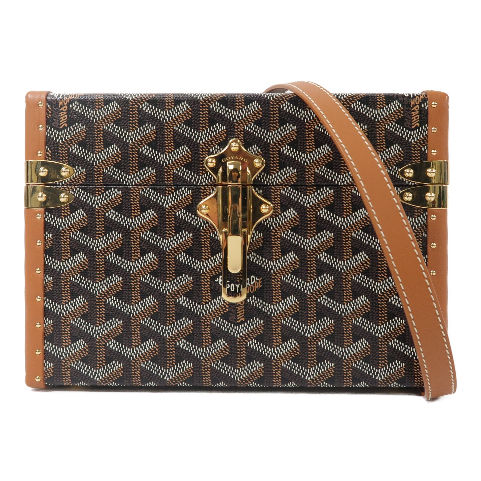 GOYARD 塗層帆布/牛皮皮革Sac Malle Cassette PM肩背袋