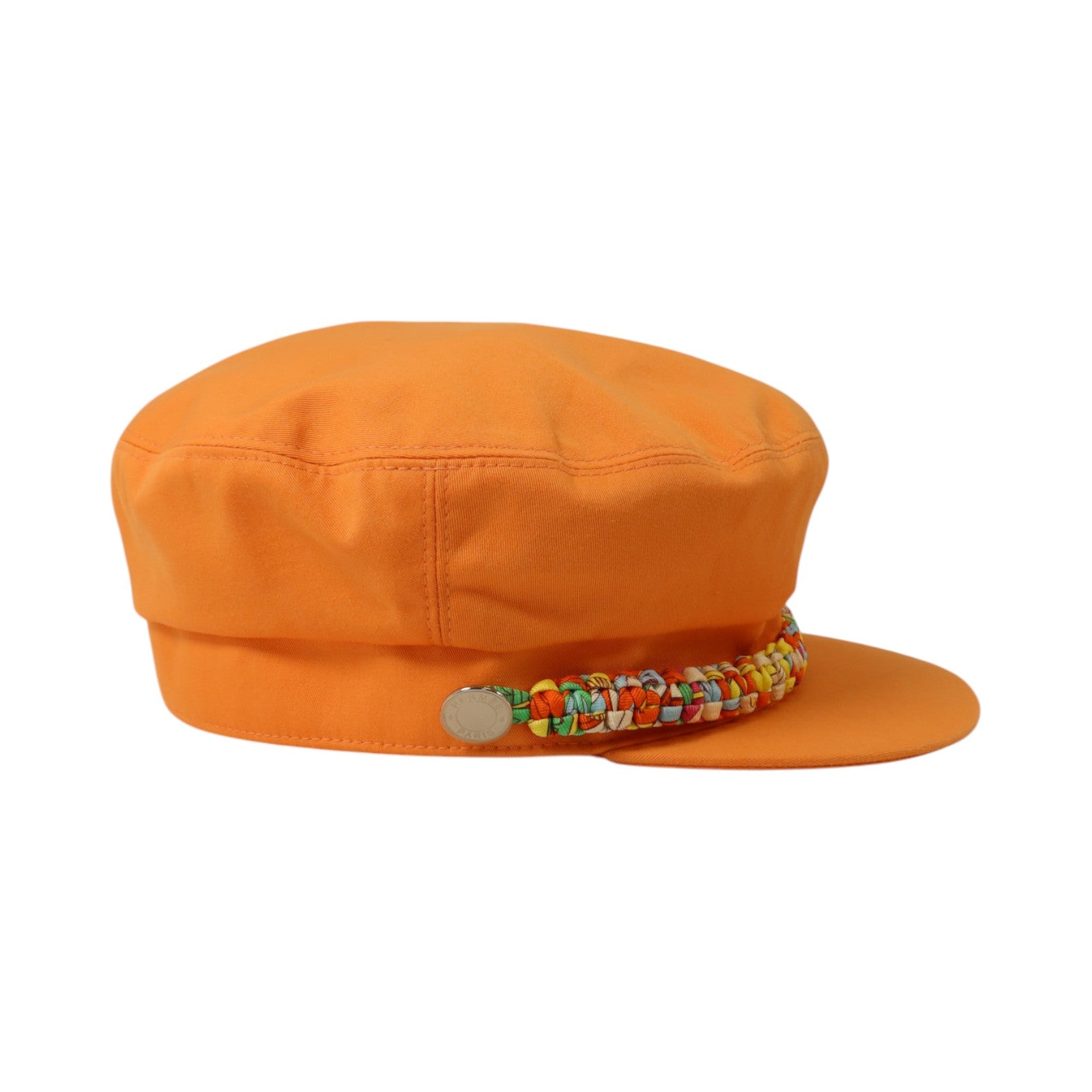HERMES 棉質Deauville Glenan Cap帽子Orange
