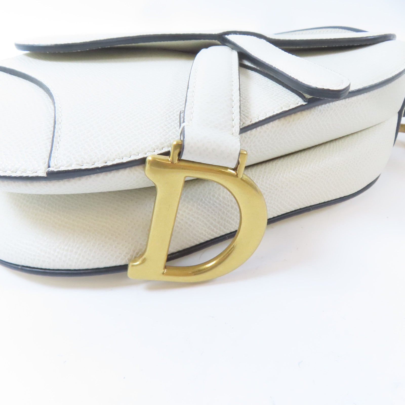 Dior 【激減優惠】牛皮皮革Mini Saddle Bag金扣手挽肩背兩用袋白色