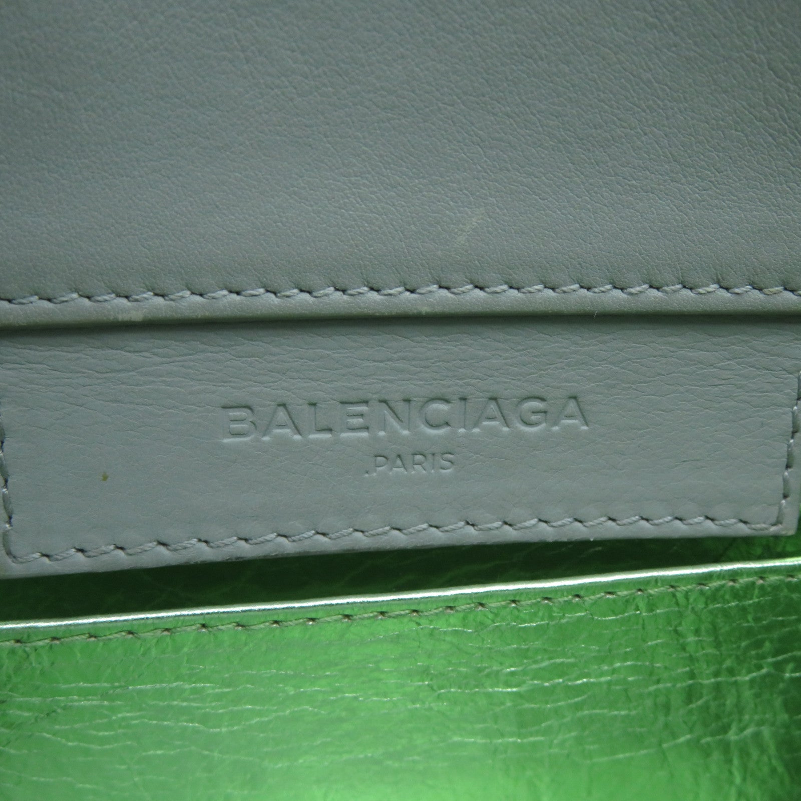 BALENCIAGA 【激減優惠】羊皮皮革Mini Zip Papier銀扣手挽肩背兩用袋灰色