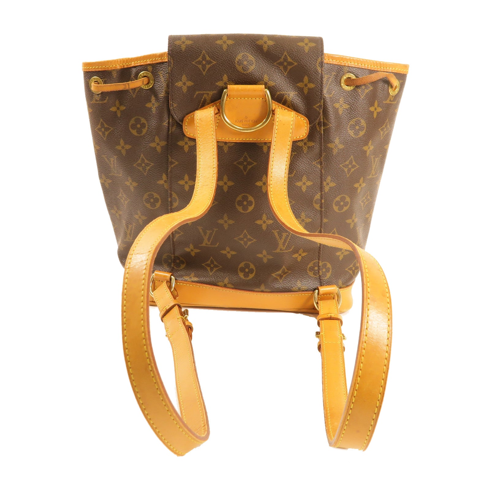 LOUIS VUITTON Monogram Montsouris MM金扣背包啡色