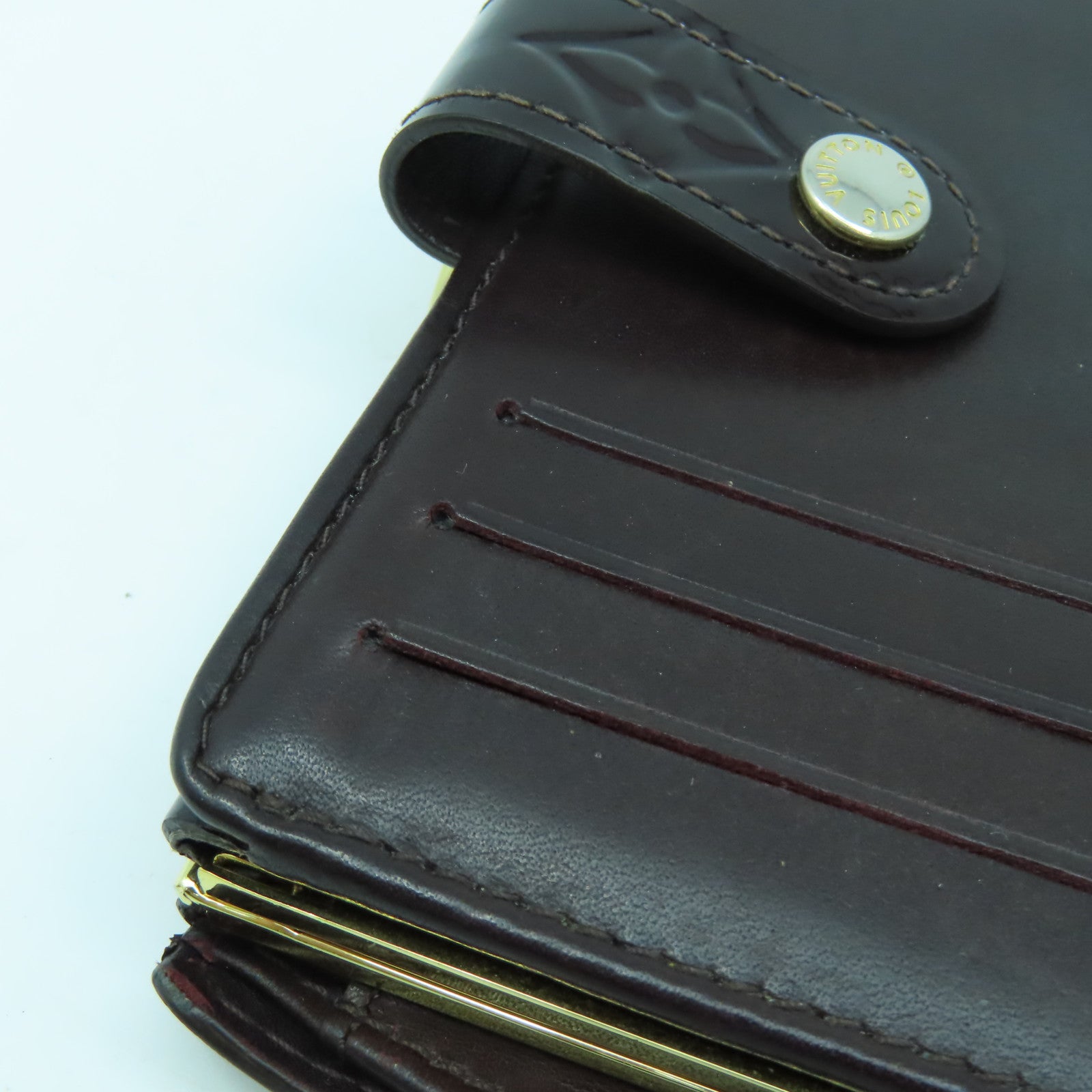 LOUIS VUITTON 【激減優惠】Monogram Vernis Wallet金扣錢包酒紅色