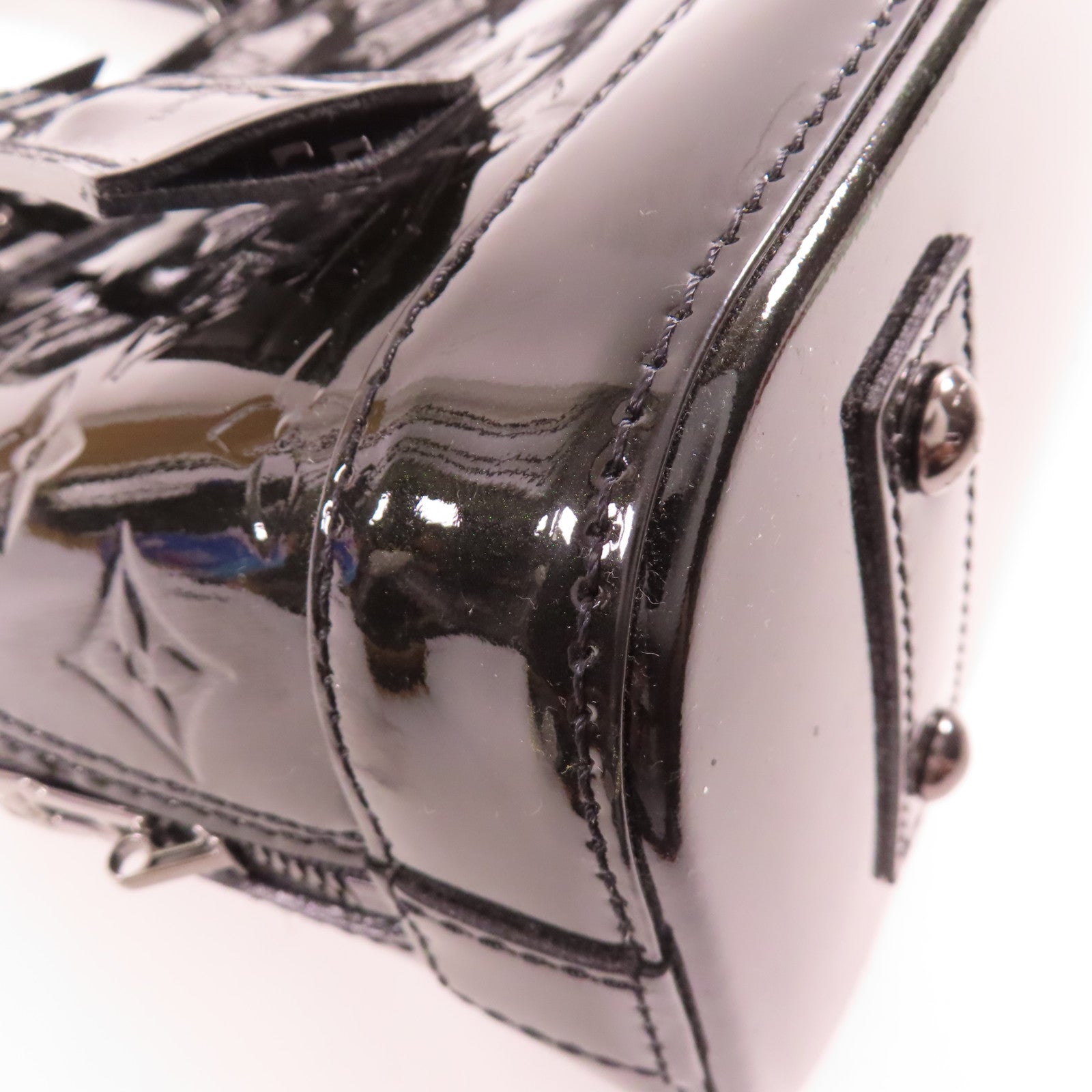 LOUIS VUITTON Monogram Vernis Alma BB銀扣手挽肩背兩用袋