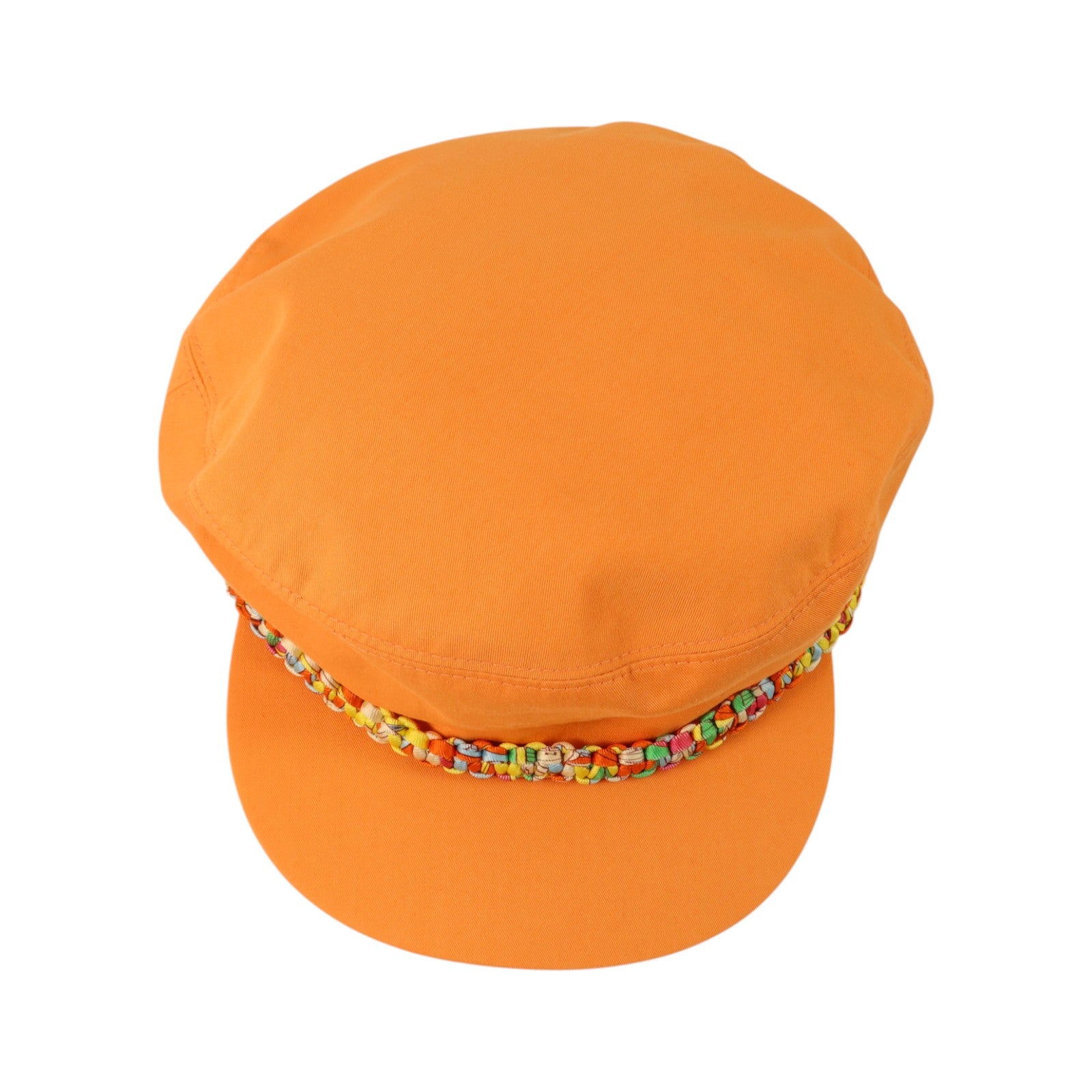 HERMES 棉質Deauville Glenan Cap帽子Orange