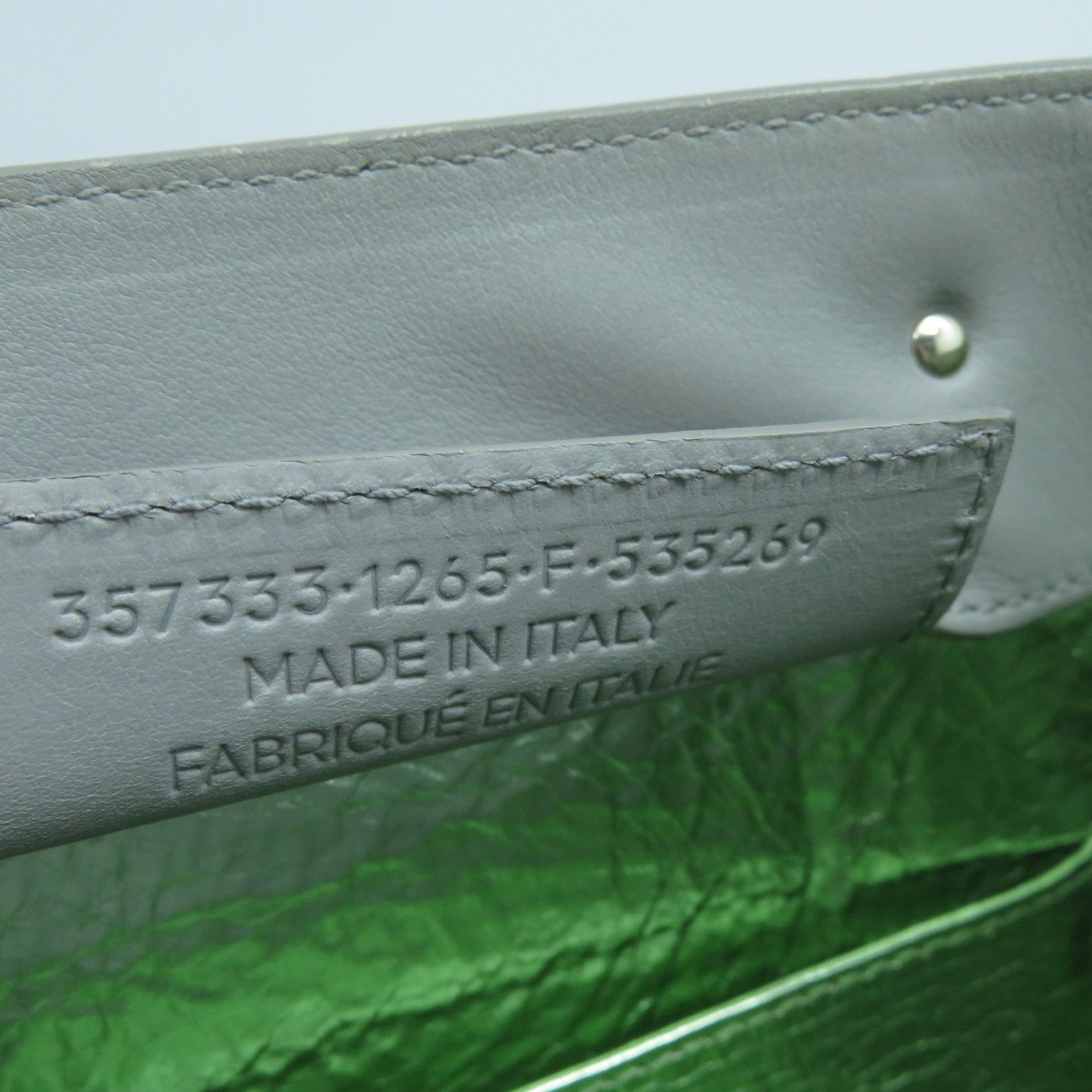 BALENCIAGA 【激減優惠】羊皮皮革Mini Zip Papier銀扣手挽肩背兩用袋灰色