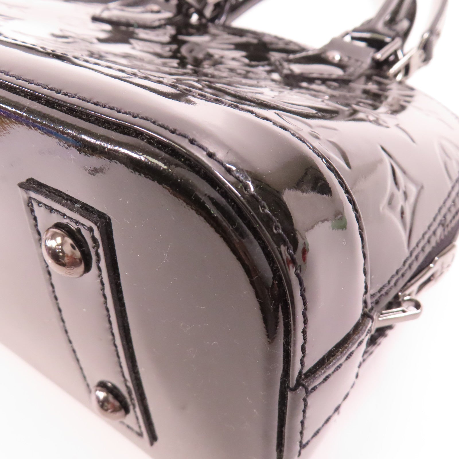 LOUIS VUITTON Monogram Vernis Alma BB銀扣手挽肩背兩用袋