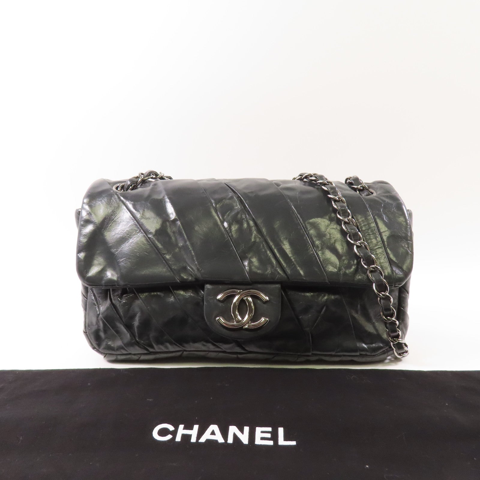 CHANEL 皮革Chain Shoulder Bag銀扣肩背袋