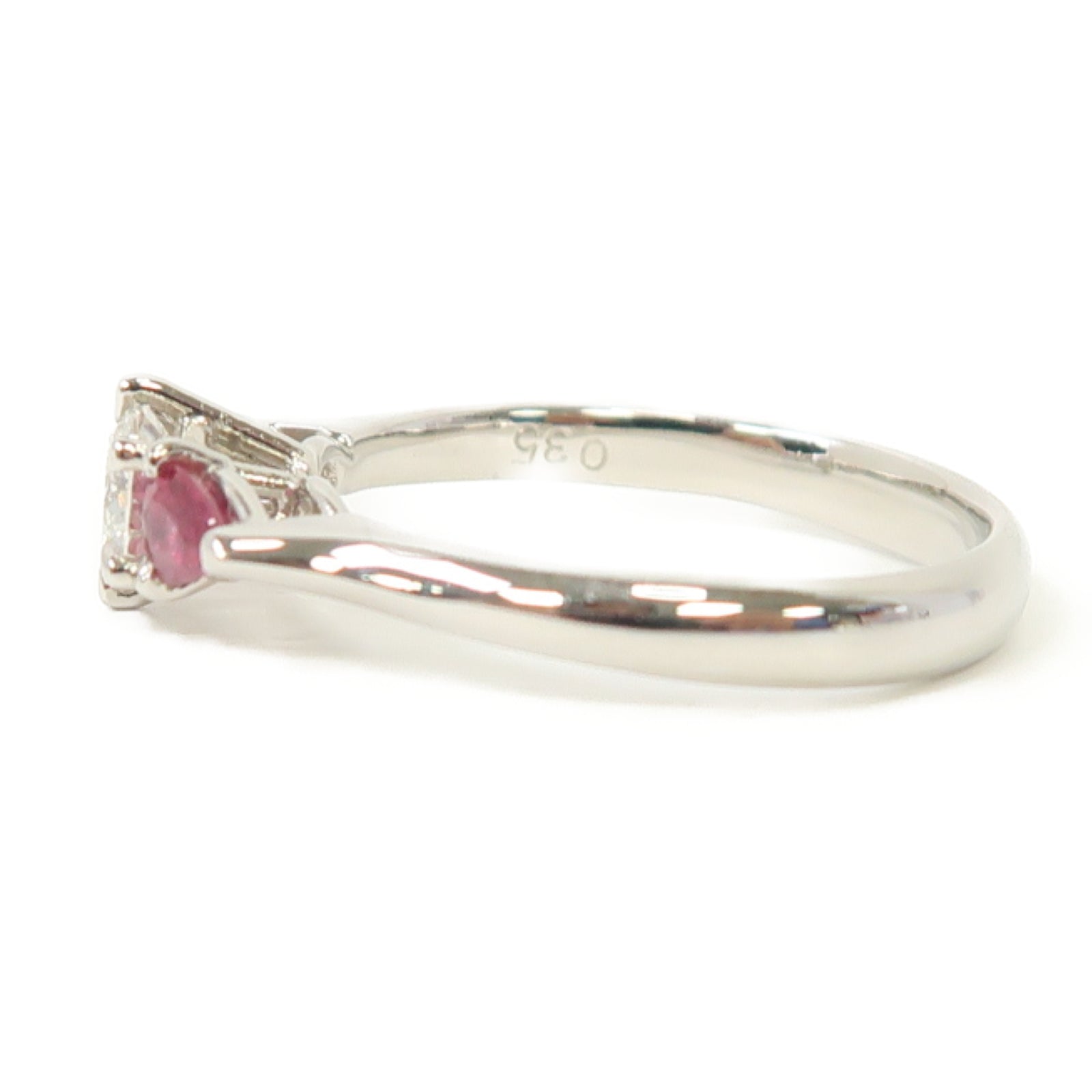 JEWELRY 【激減優惠】PT900鉑金Ruby Diamond Ring 0.35ct紅寶石/0.363ct鑽石戒指US#6