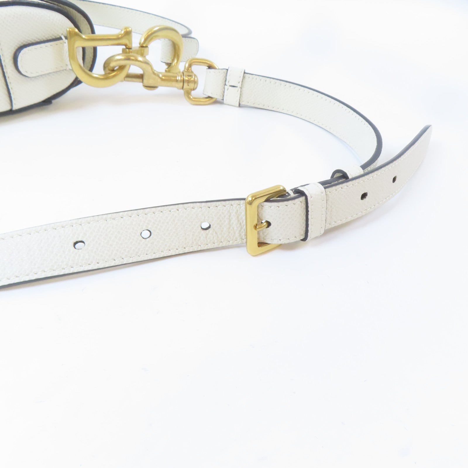 Dior 【激減優惠】牛皮皮革Mini Saddle Bag金扣手挽肩背兩用袋白色