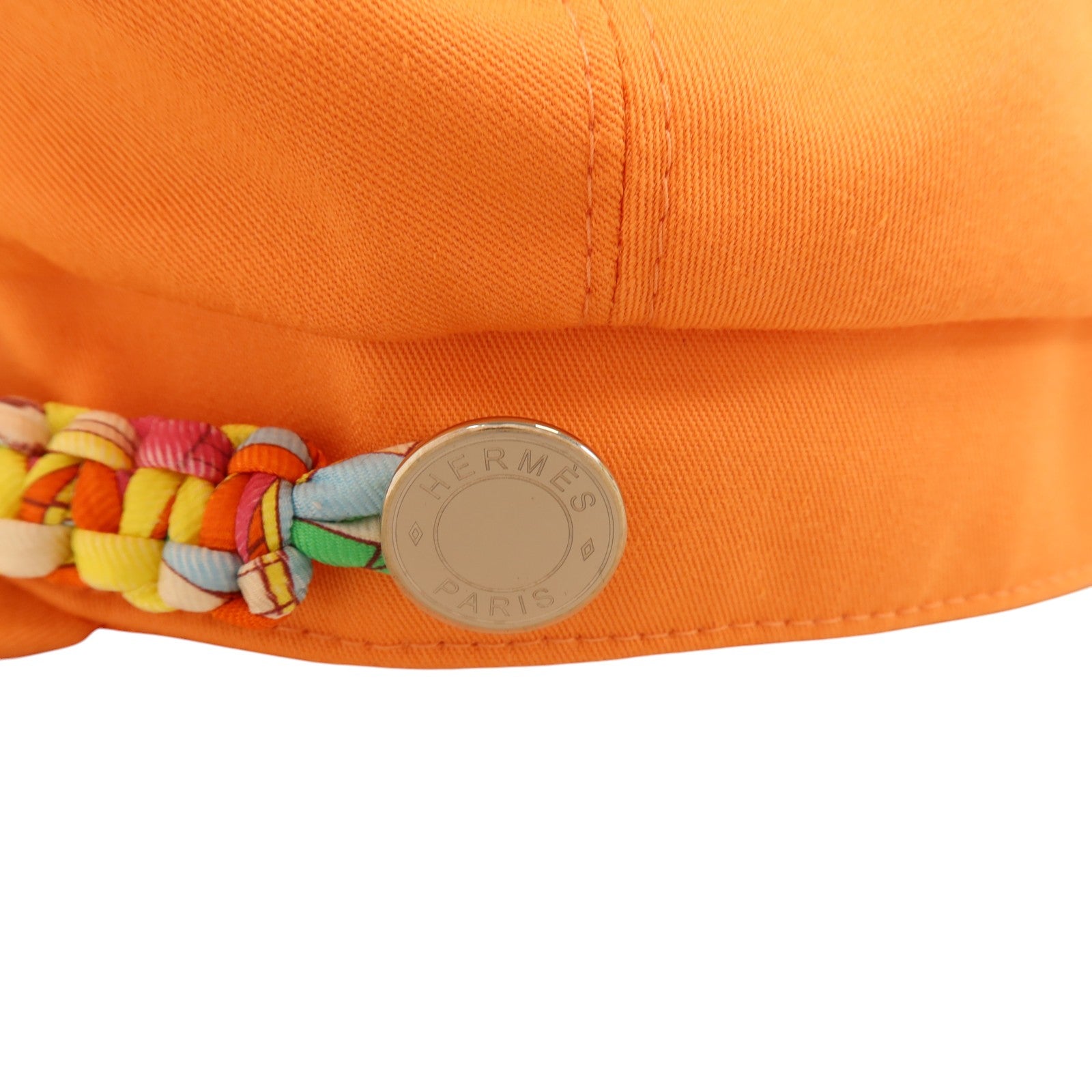 HERMES 棉質Deauville Glenan Cap帽子Orange