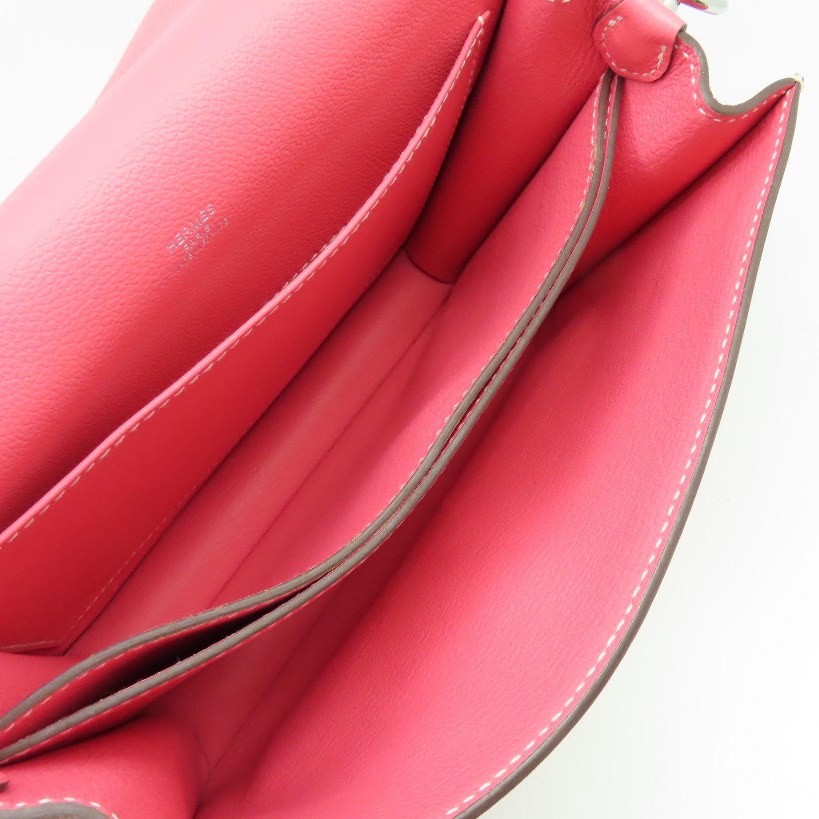 HERMES 【激減優惠】Evercolor皮革Roulis 23銀扣肩背袋Rose d'ete玫瑰粉紅色