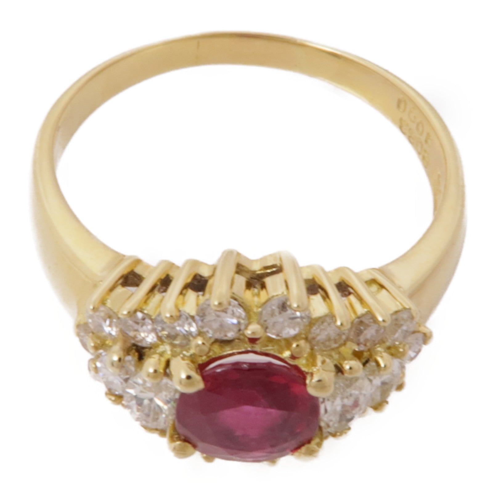 JEWELRY【激減優惠】 18K黃金Ruby Diamond Ring紅寶石/鑽石戒指US#7.75