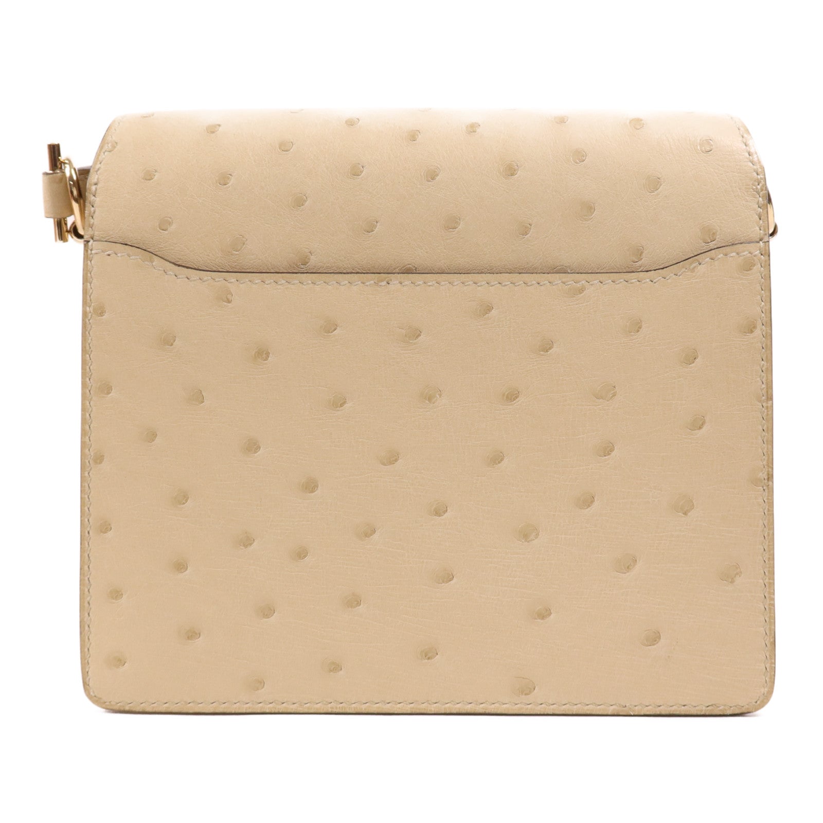 HERMES Ostrich皮革Mini Roulis金扣肩背袋Vanille