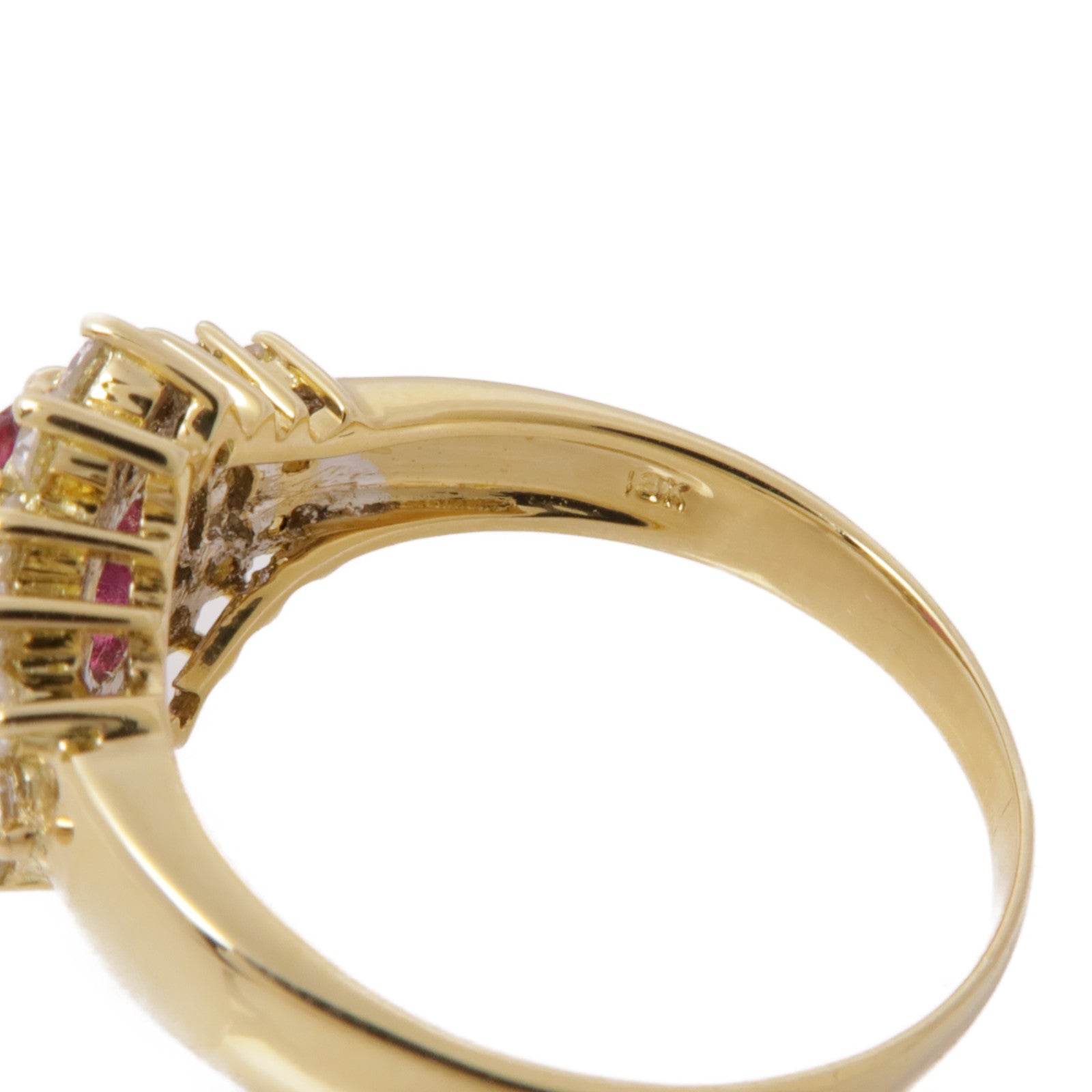 JEWELRY【激減優惠】 18K黃金Ruby Diamond Ring紅寶石/鑽石戒指US#7.75