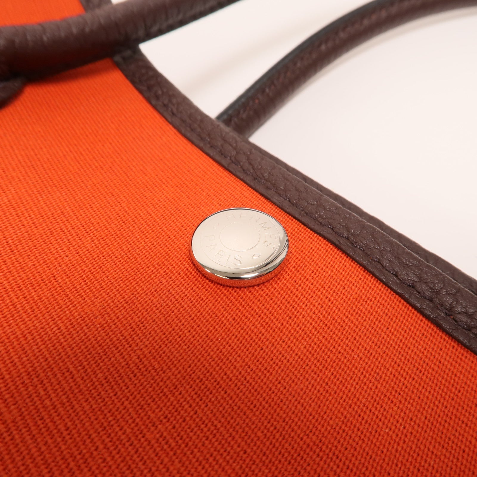 HERMES 帆布Garden Party TPM銀扣手挽袋Cuivre