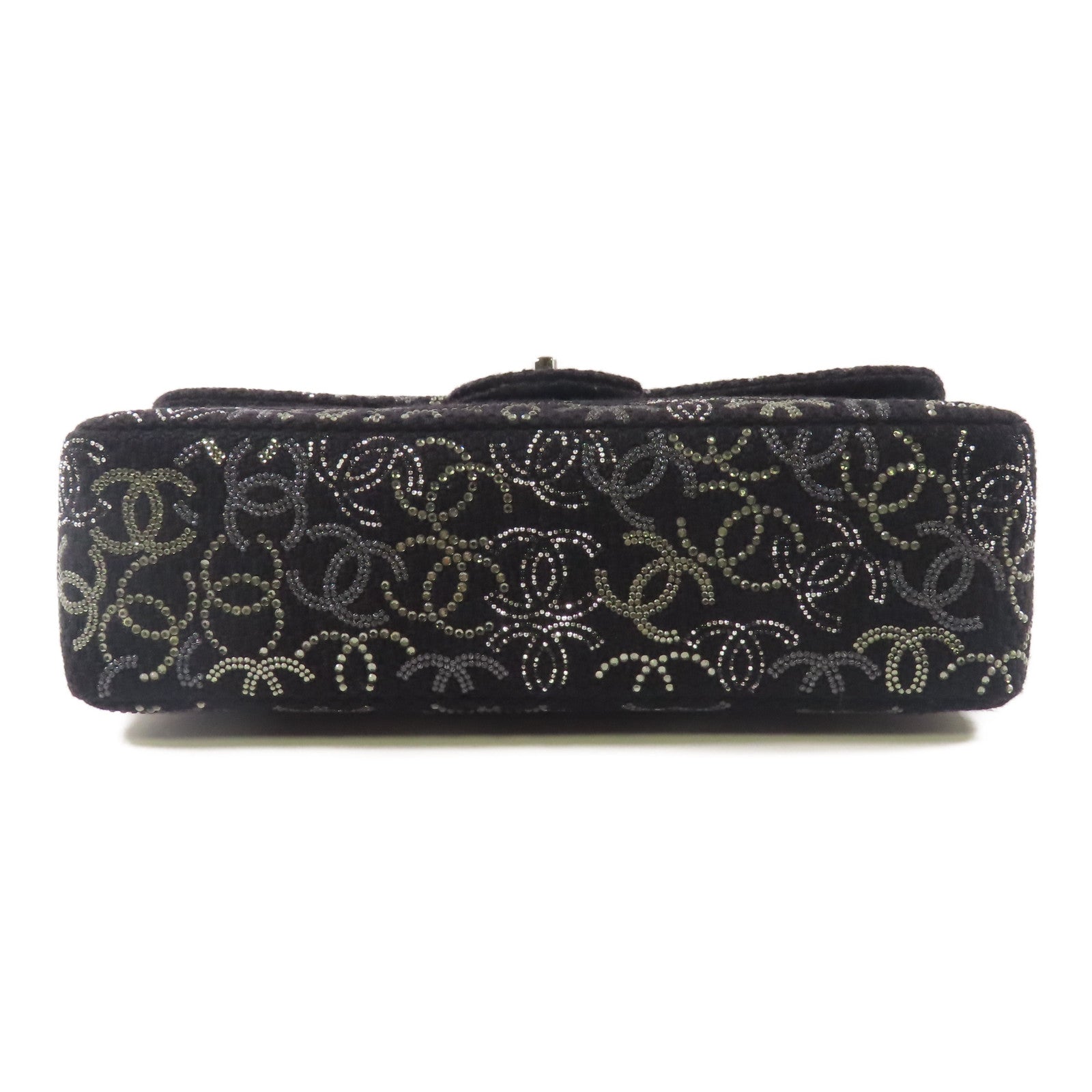 CHANEL 帆布Chain Shoulder銀扣鏈帶肩背袋