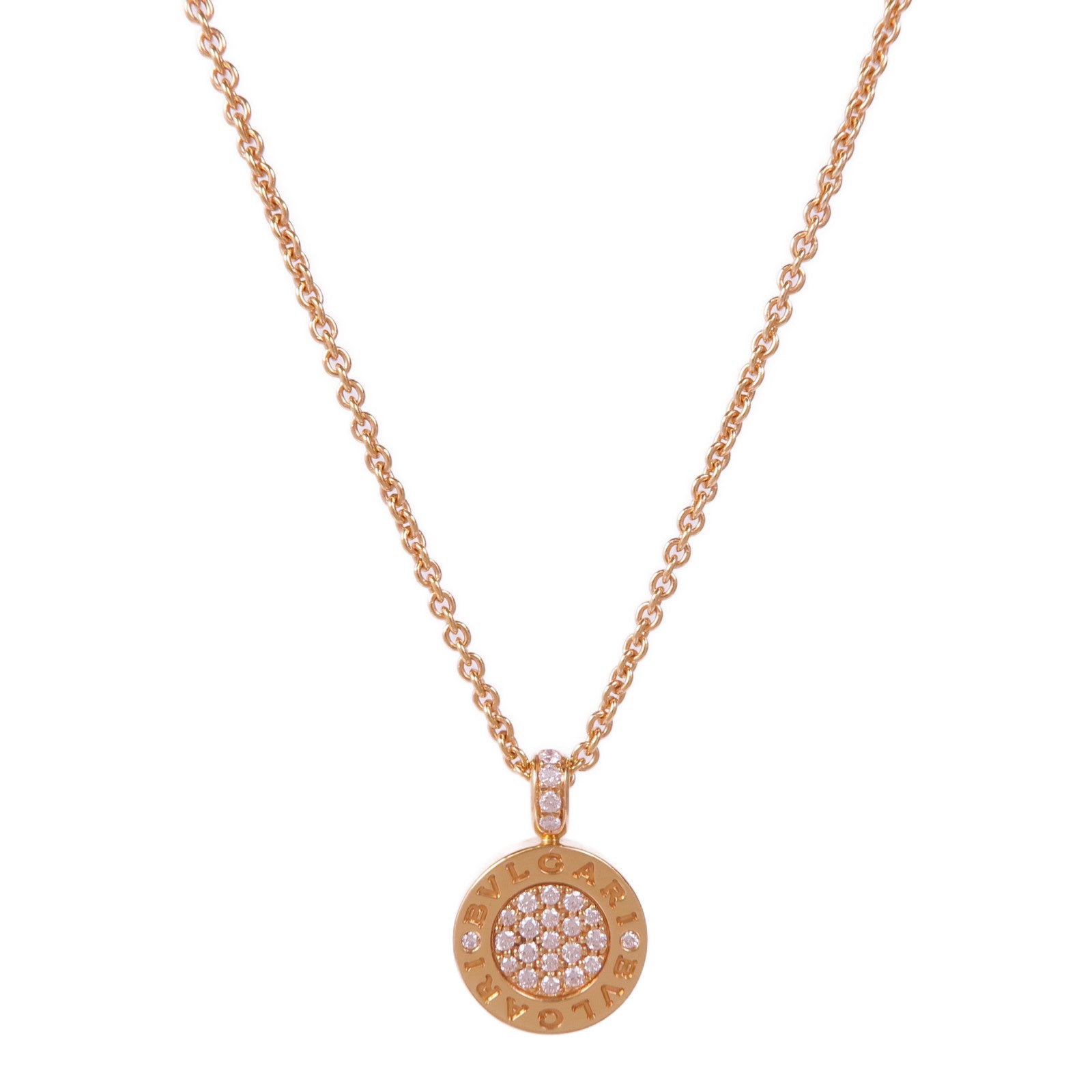 BVLGARI 18K玫瑰金Bvlgari Bvlgari Necklace Green翡翠/鑽石項鍊