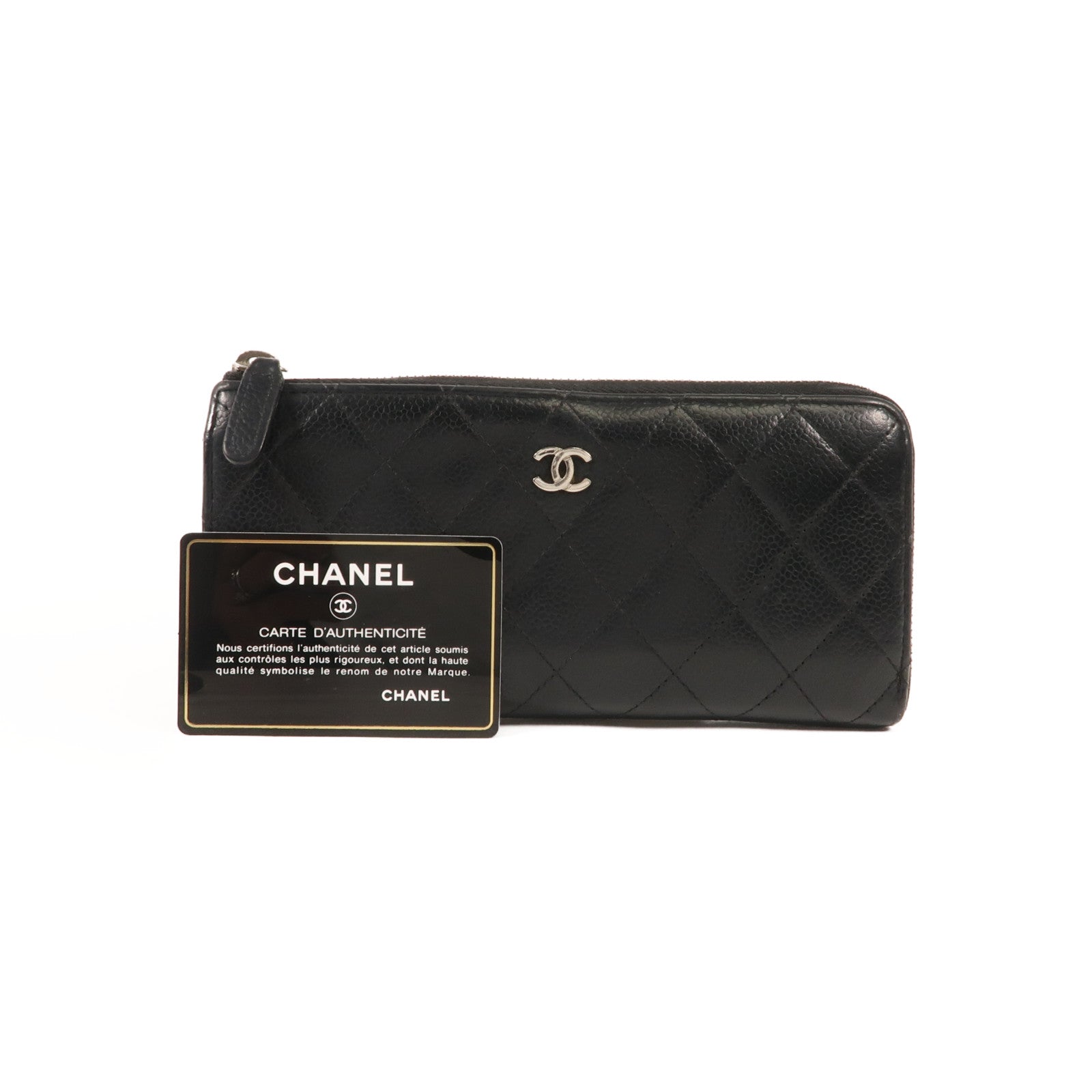 CHANEL 牛皮皮革Wallet銀扣長錢包