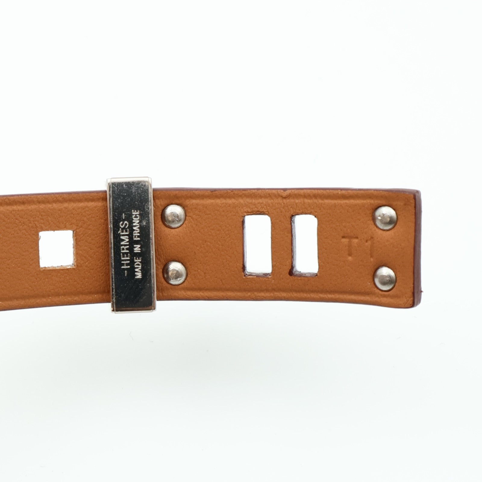 HERMES Swift皮革Mini Dog Bracelet銀扣手鏈