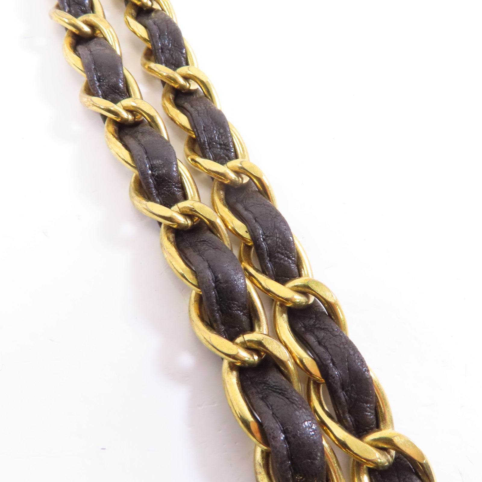 CHANEL 菱格羊皮皮革Chain Shoulder金扣鏈帶肩背袋黑色