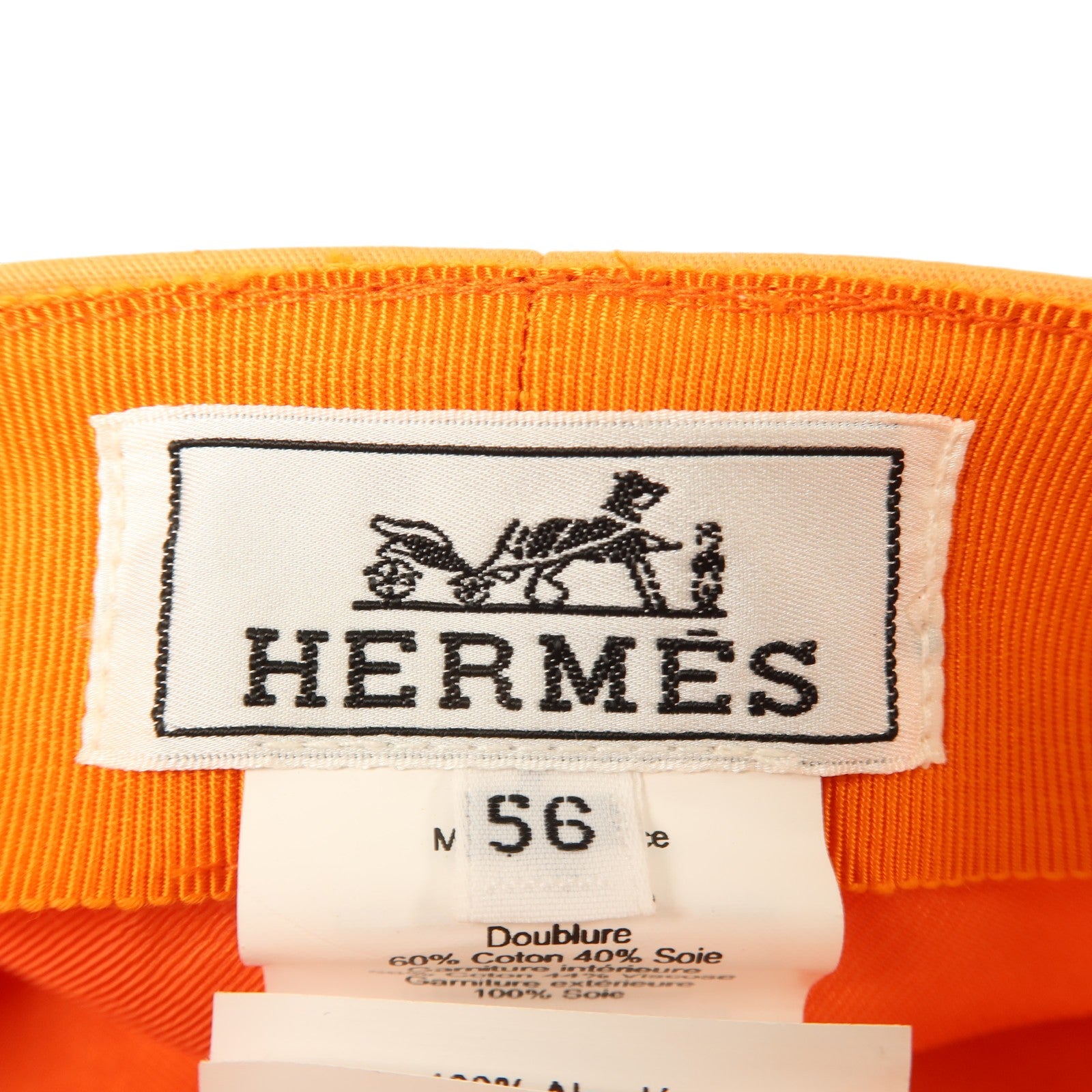 HERMES 棉質Deauville Glenan Cap帽子Orange
