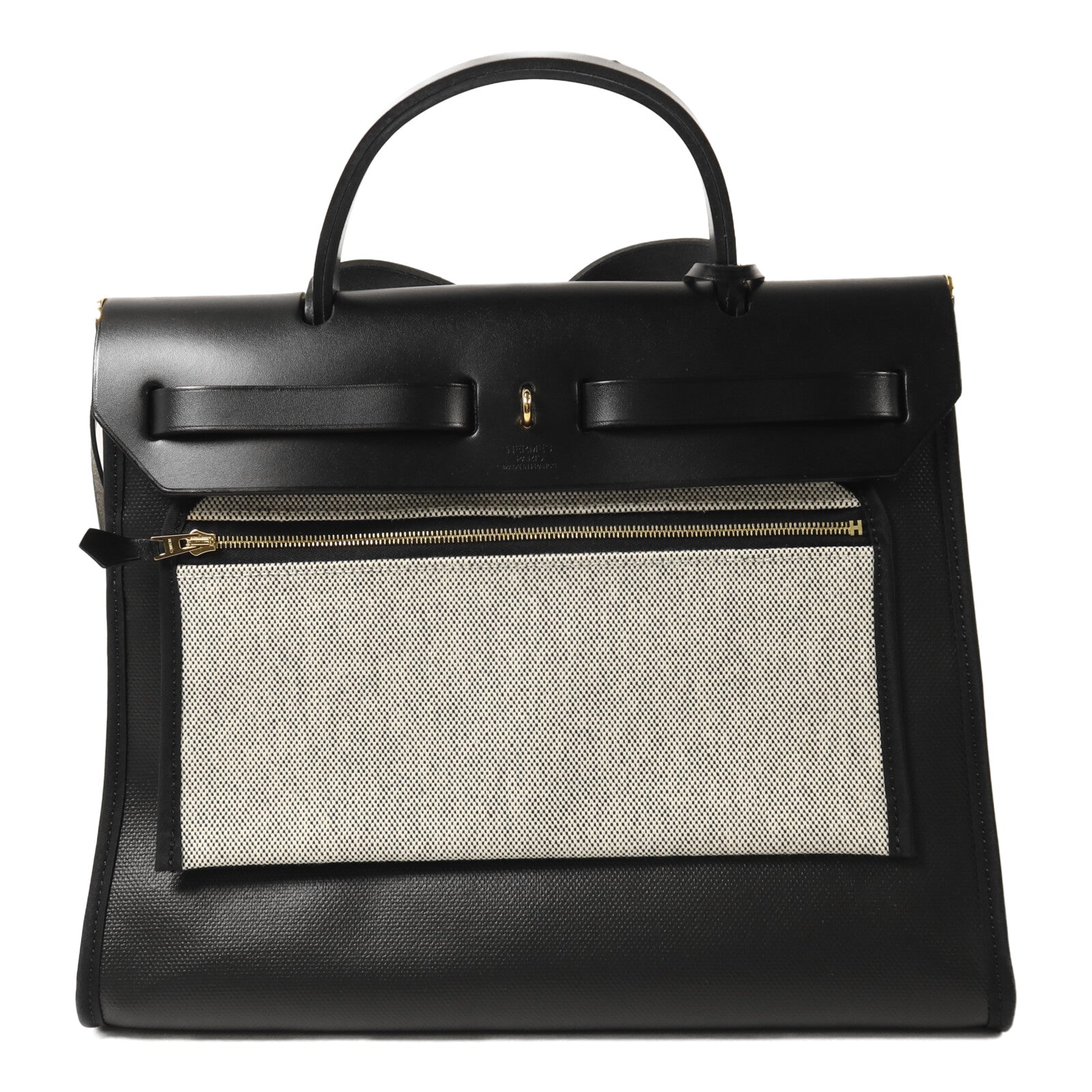 HERMES 塗層帆布Herbag 31金扣手挽肩背兩用袋Noir