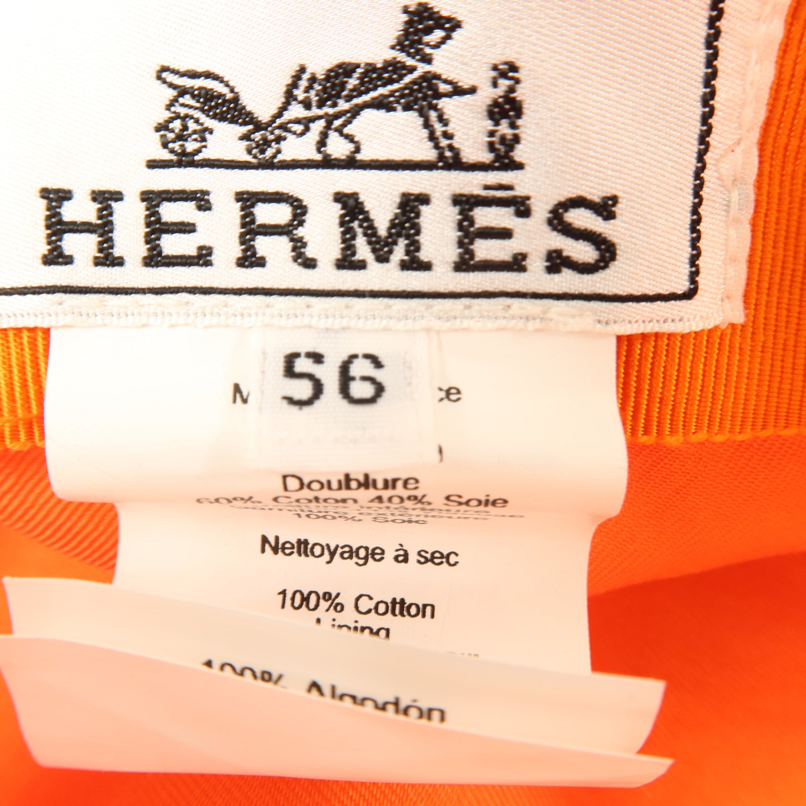 HERMES 棉質Deauville Glenan Cap帽子Orange