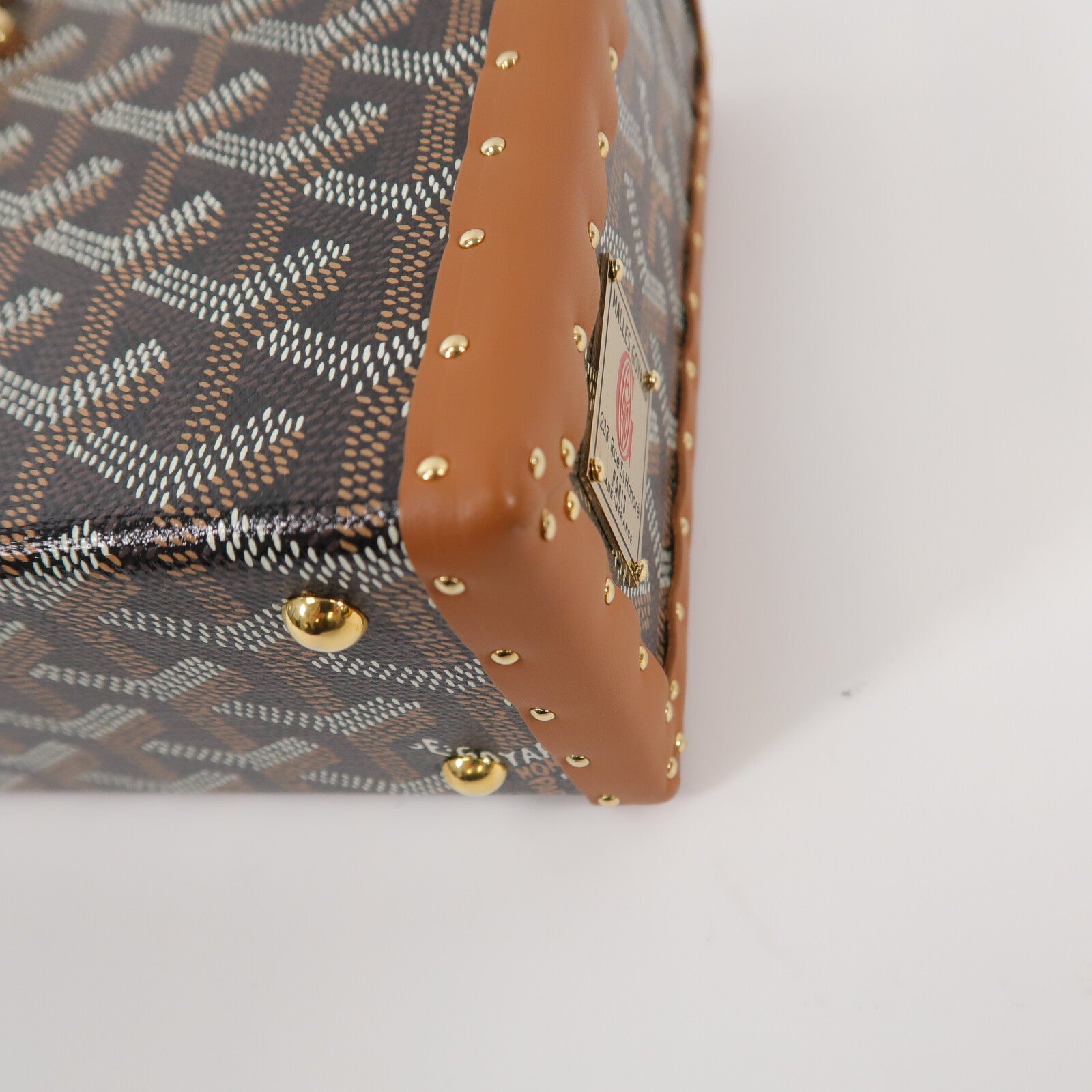 GOYARD 塗層帆布/牛皮皮革Sac Malle Cassette PM肩背袋