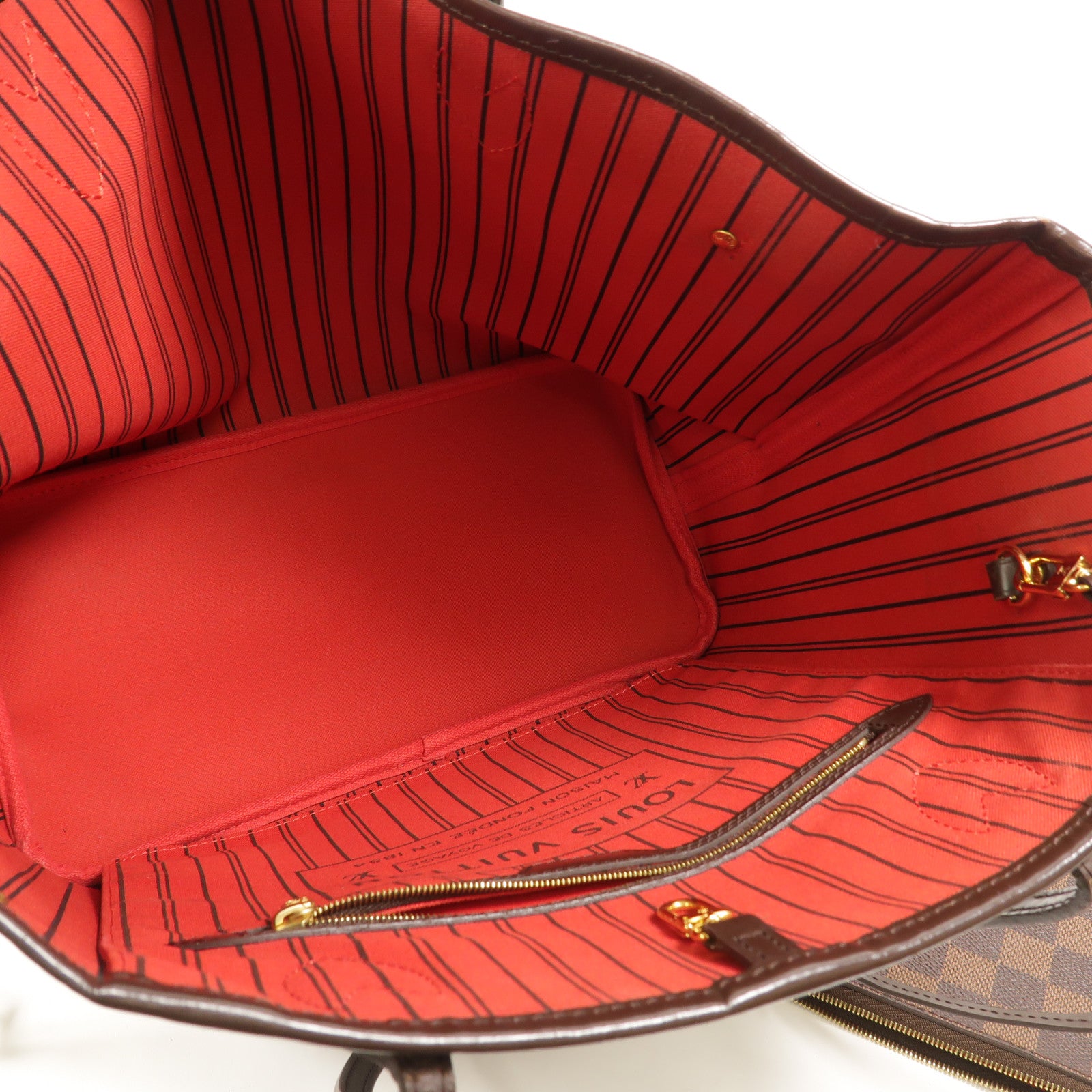 LOUIS VUITTON Damier Neverfull MM金扣手挽袋/肩背袋