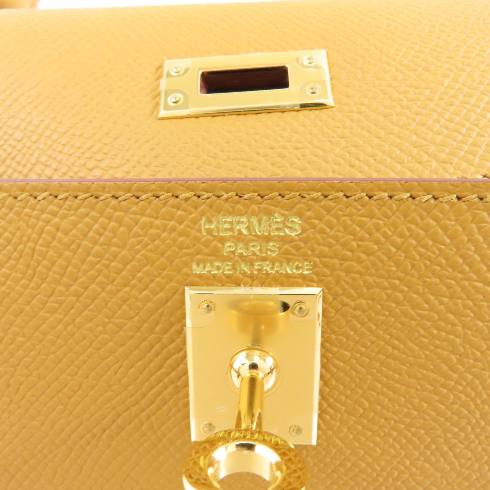 HERMES 【激減優惠】Epsom皮革Kelly 25金扣手挽肩背兩用袋Sesame/啡色