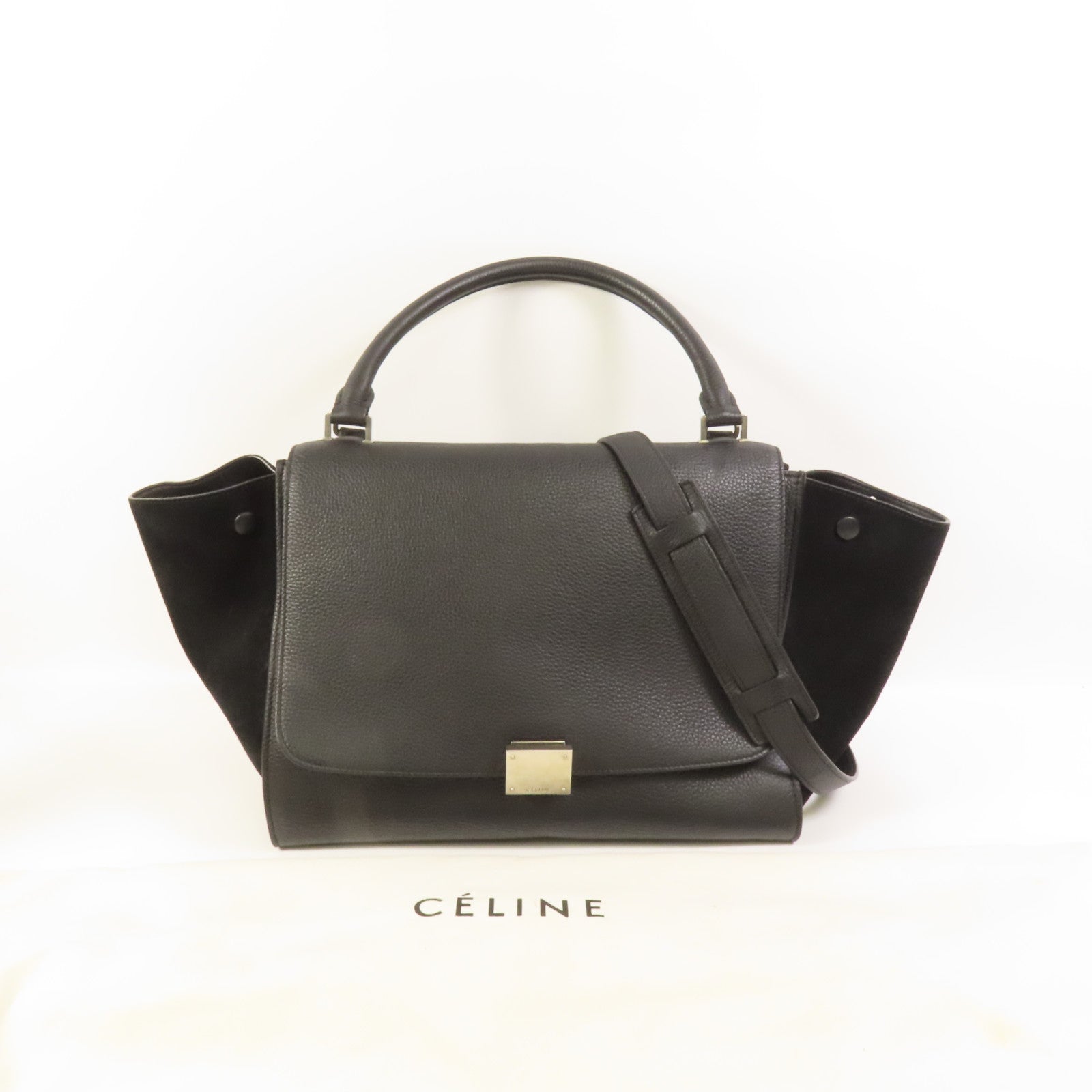 CELINE 【激減優惠】牛皮皮革Trapeze Medium銀扣手挽肩背兩用袋