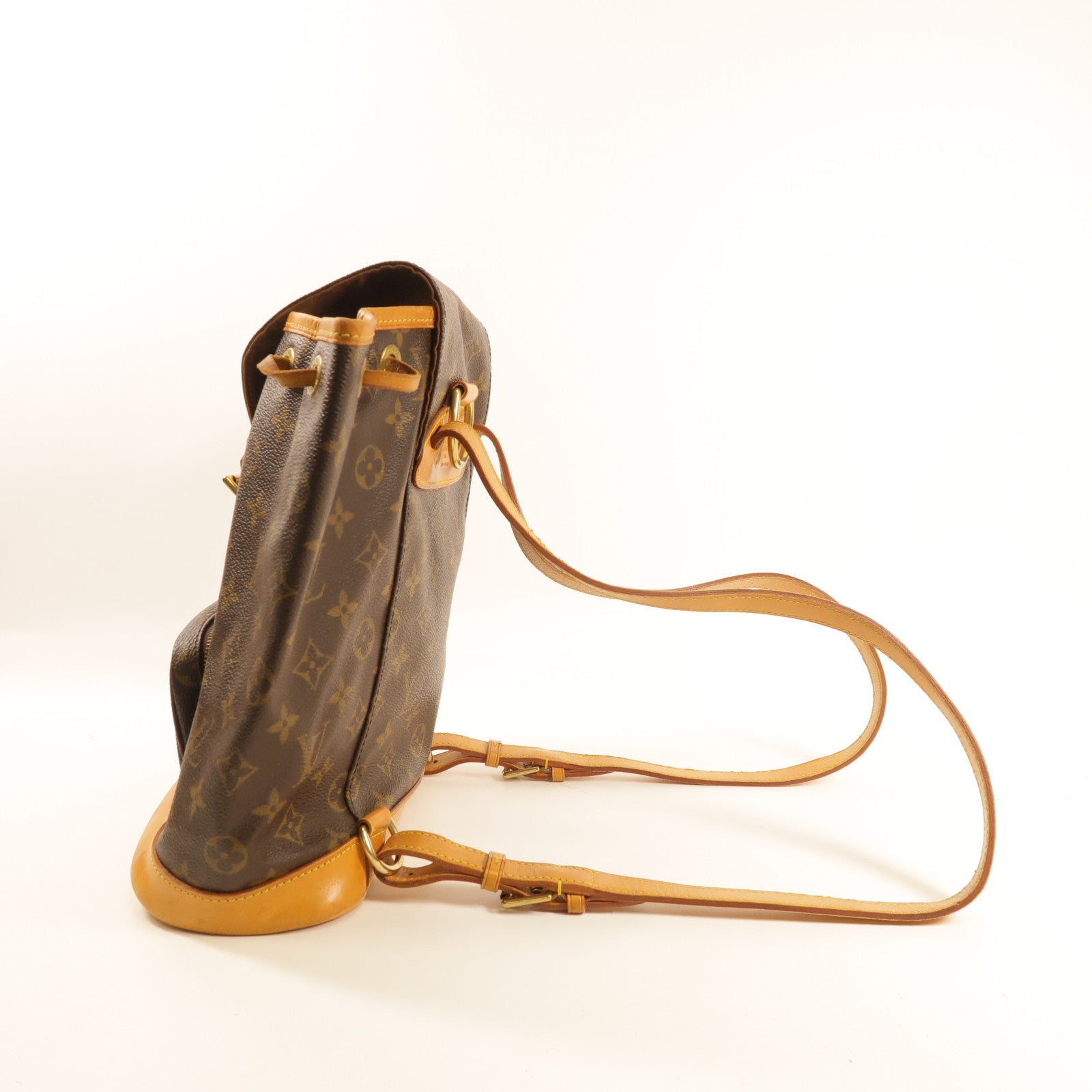 LOUIS VUITTON Monogram Montsouris MM金扣背包啡色
