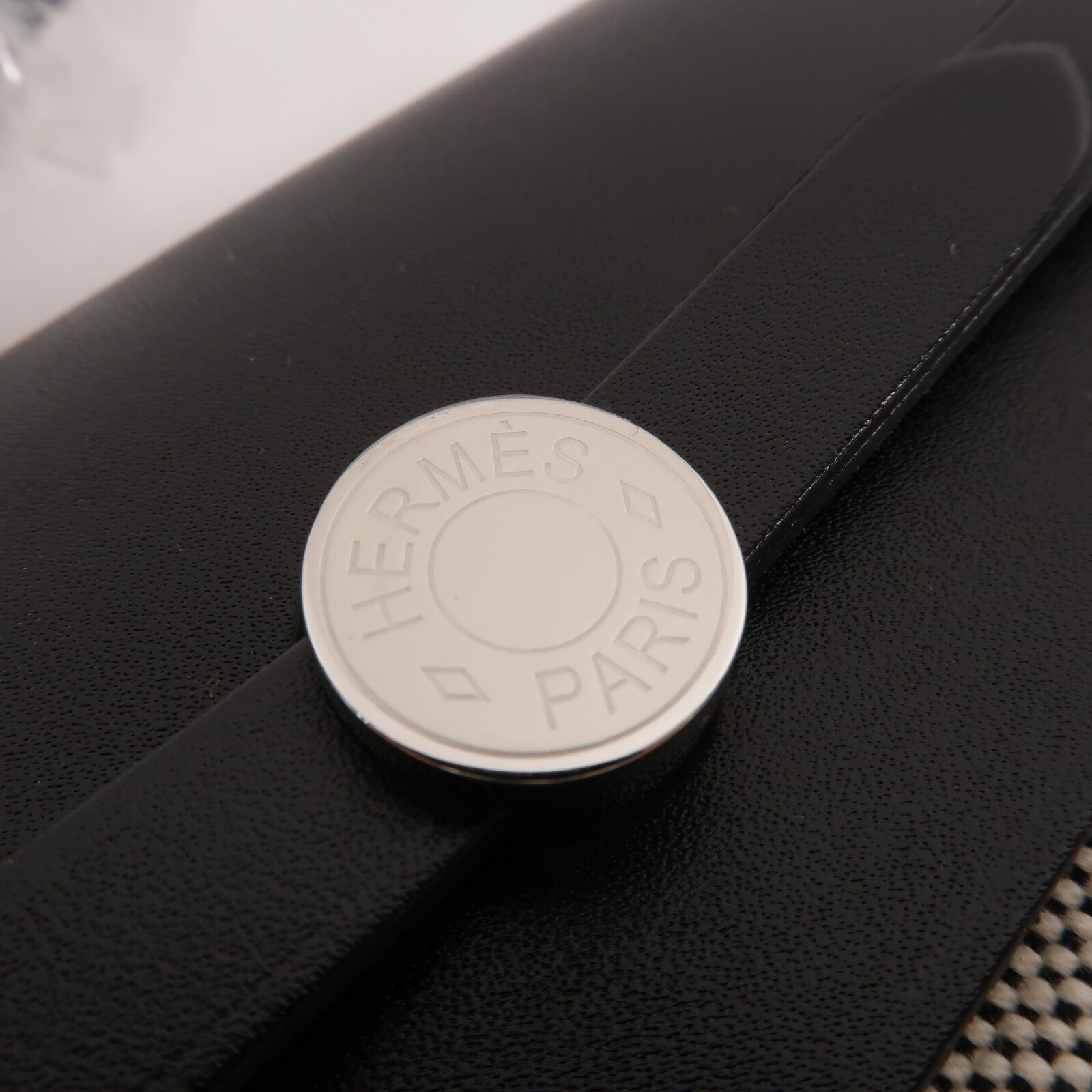 HERMES 帆布/皮革Mini Herbag肩背袋Noir