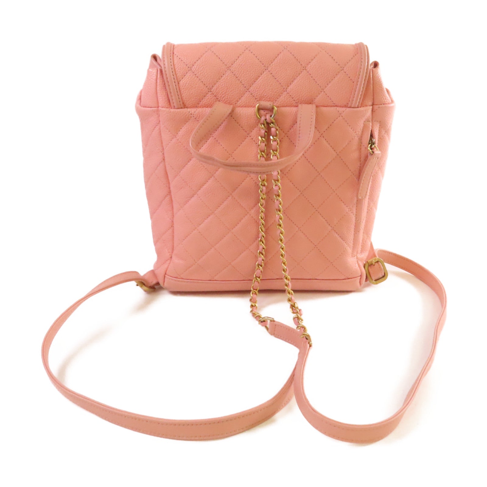 CHANEL 【激減優惠】菱格Caviar皮革Backpack金扣背包粉紅色