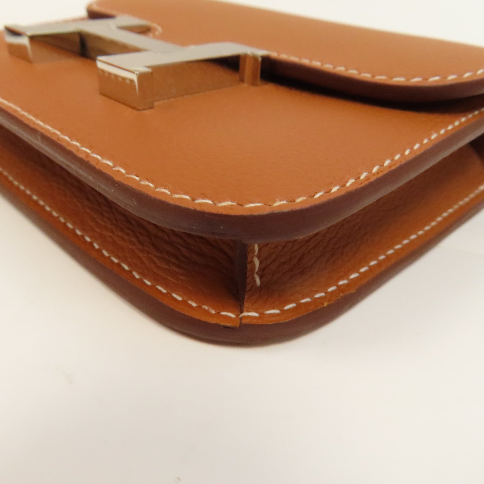 HERMES Evercolor皮革Constance Slim銀扣錢包啡色