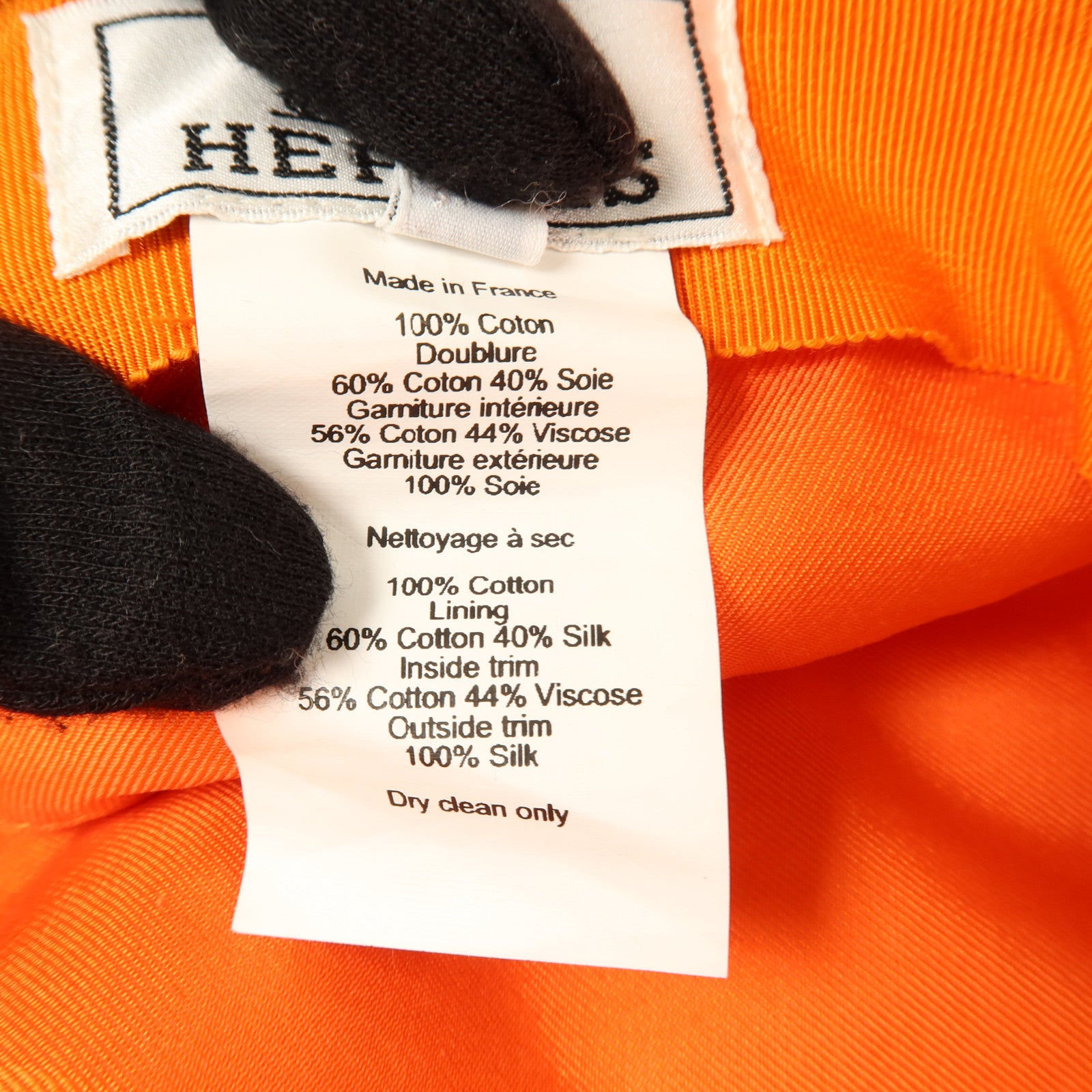 HERMES 棉質Deauville Glenan Cap帽子Orange