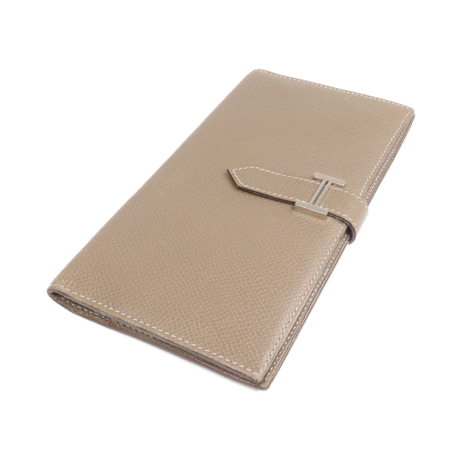 HERMES 【激減優惠】Epsom皮革Bearn Long Wallet銀扣長錢包Etoupe