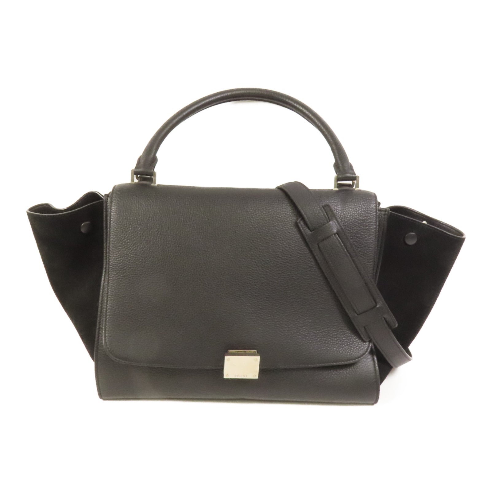 CELINE 【激減優惠】牛皮皮革Trapeze Medium銀扣手挽肩背兩用袋