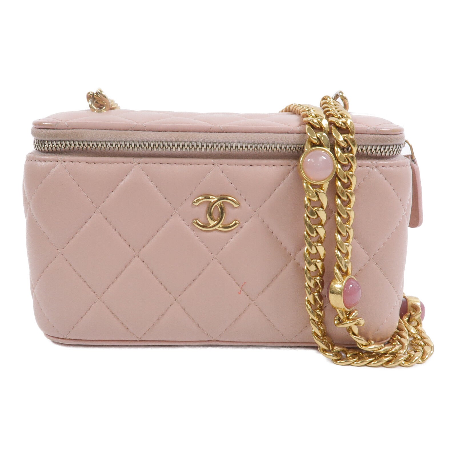 CHANEL 羊皮皮革Vanity Case鏈帶肩背袋
