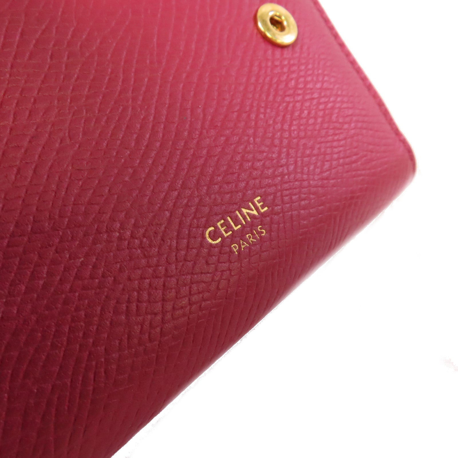 CELINE 【激減優惠】牛皮皮革Short Wallet短錢包酒紅色
