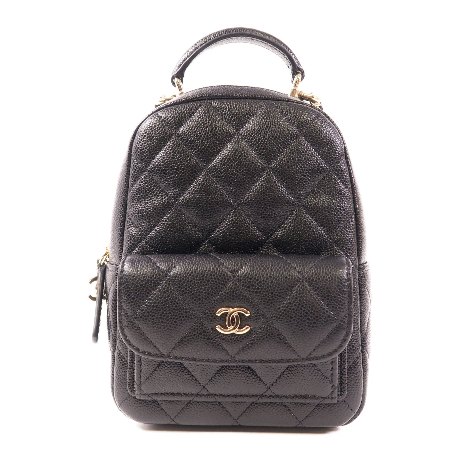 CHANEL 牛皮皮革Backpack金扣背包