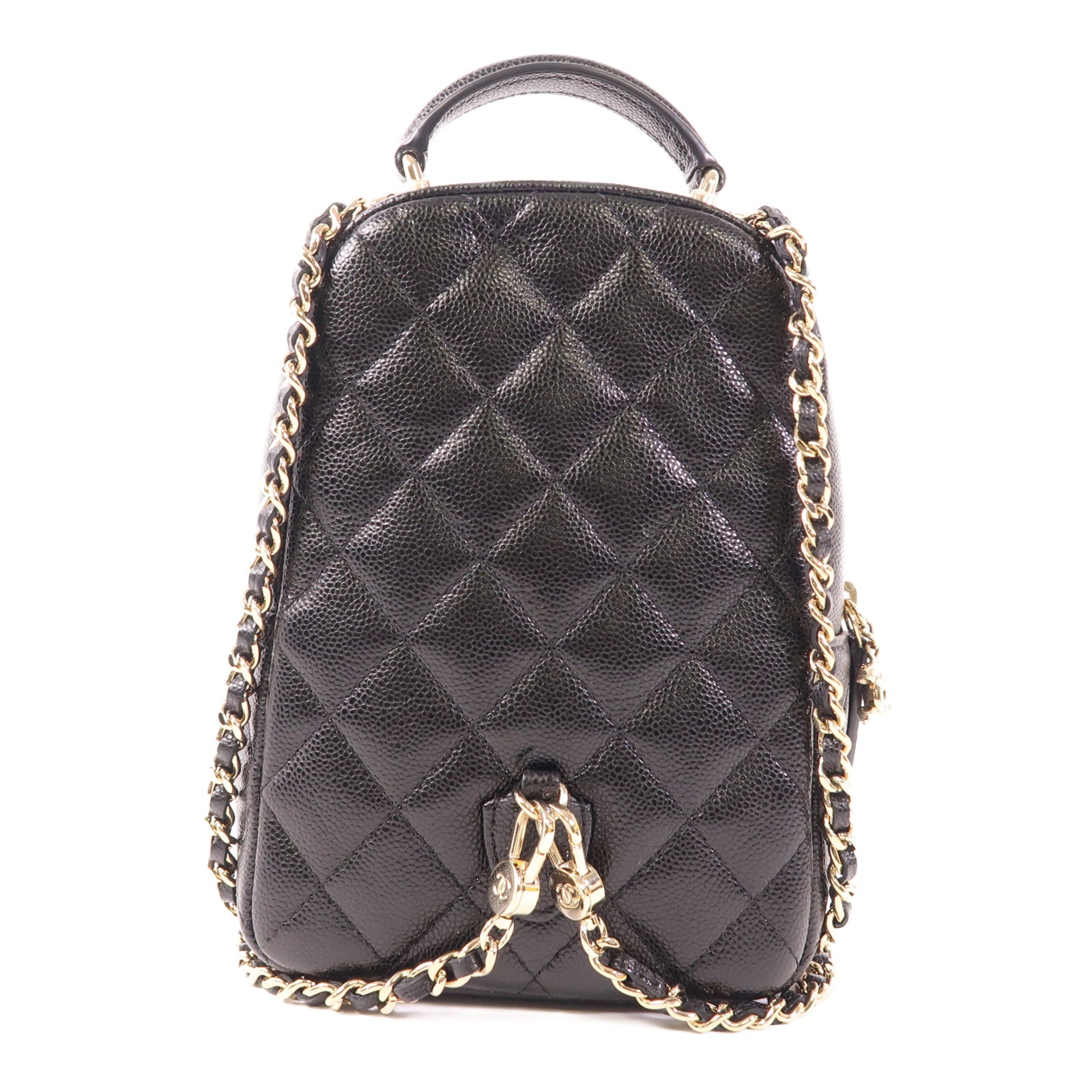 CHANEL 牛皮皮革Backpack金扣背包