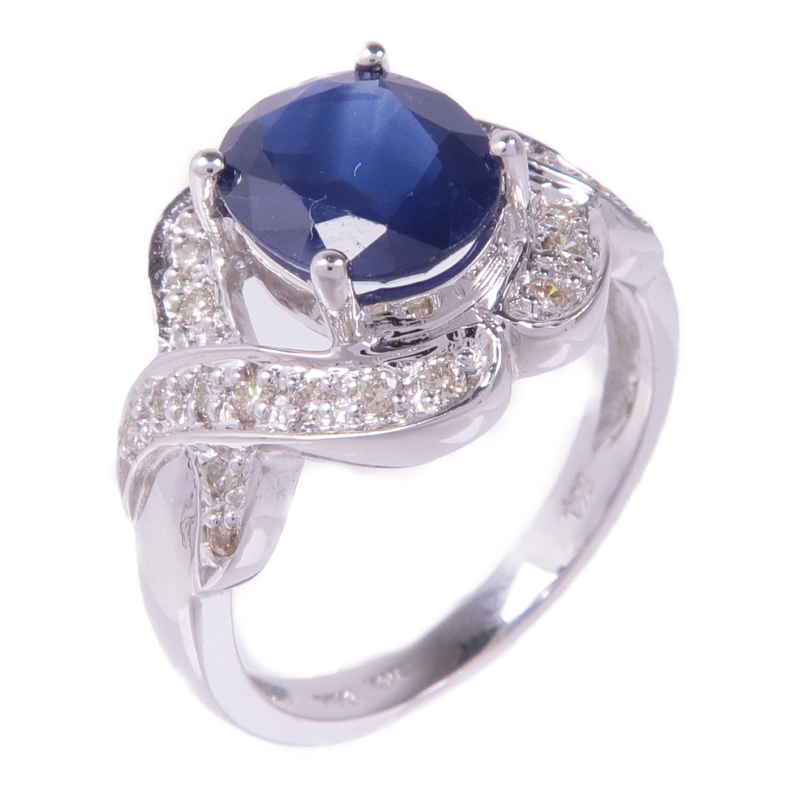JEWELRY 18K白金Sapphire Diamond Ring藍寶石/鑽石戒指US#6.25