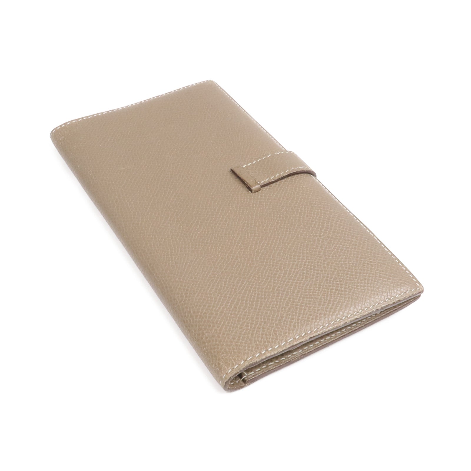 HERMES 【激減優惠】Epsom皮革Bearn Long Wallet銀扣長錢包Etoupe