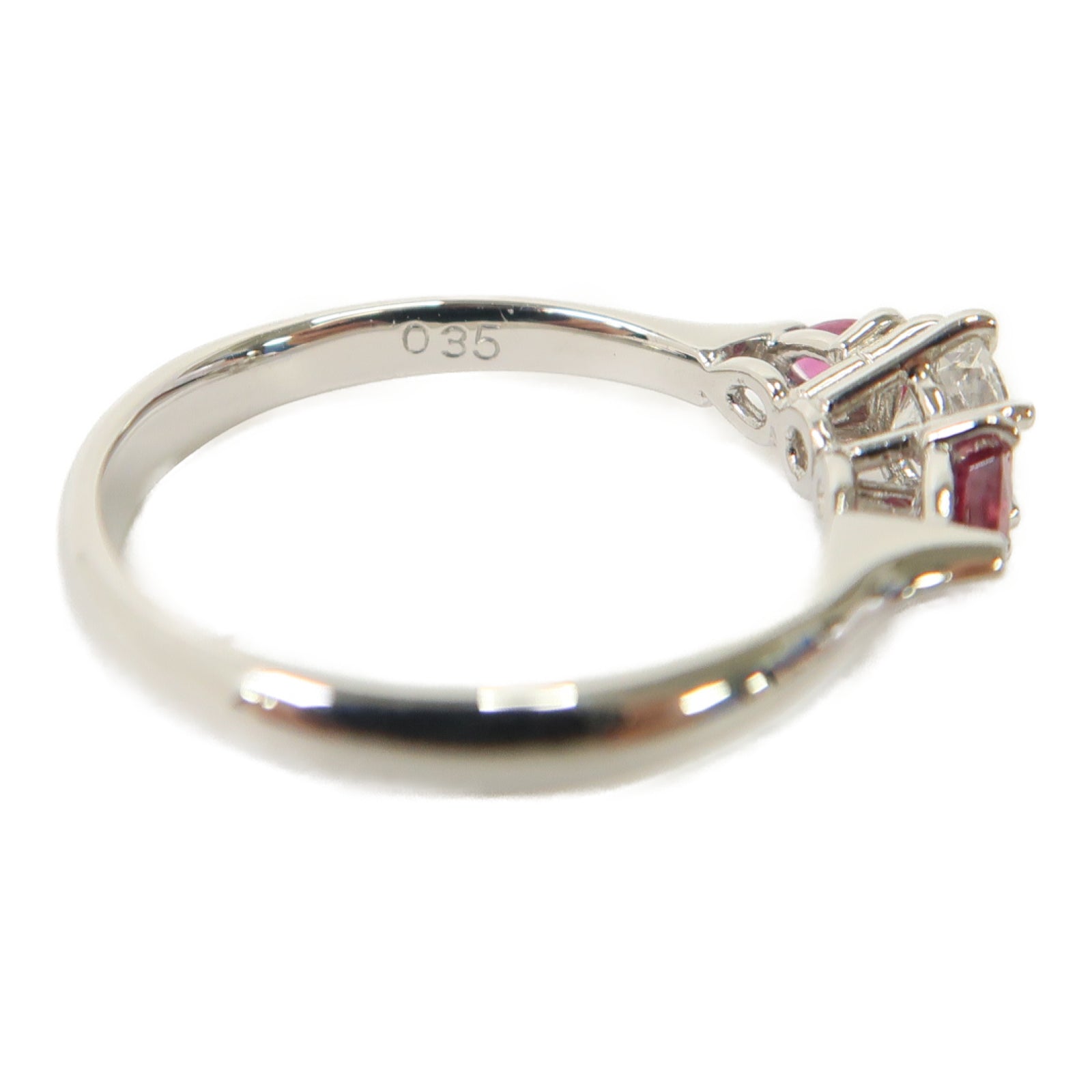 JEWELRY 【激減優惠】PT900鉑金Ruby Diamond Ring 0.35ct紅寶石/0.363ct鑽石戒指US#6